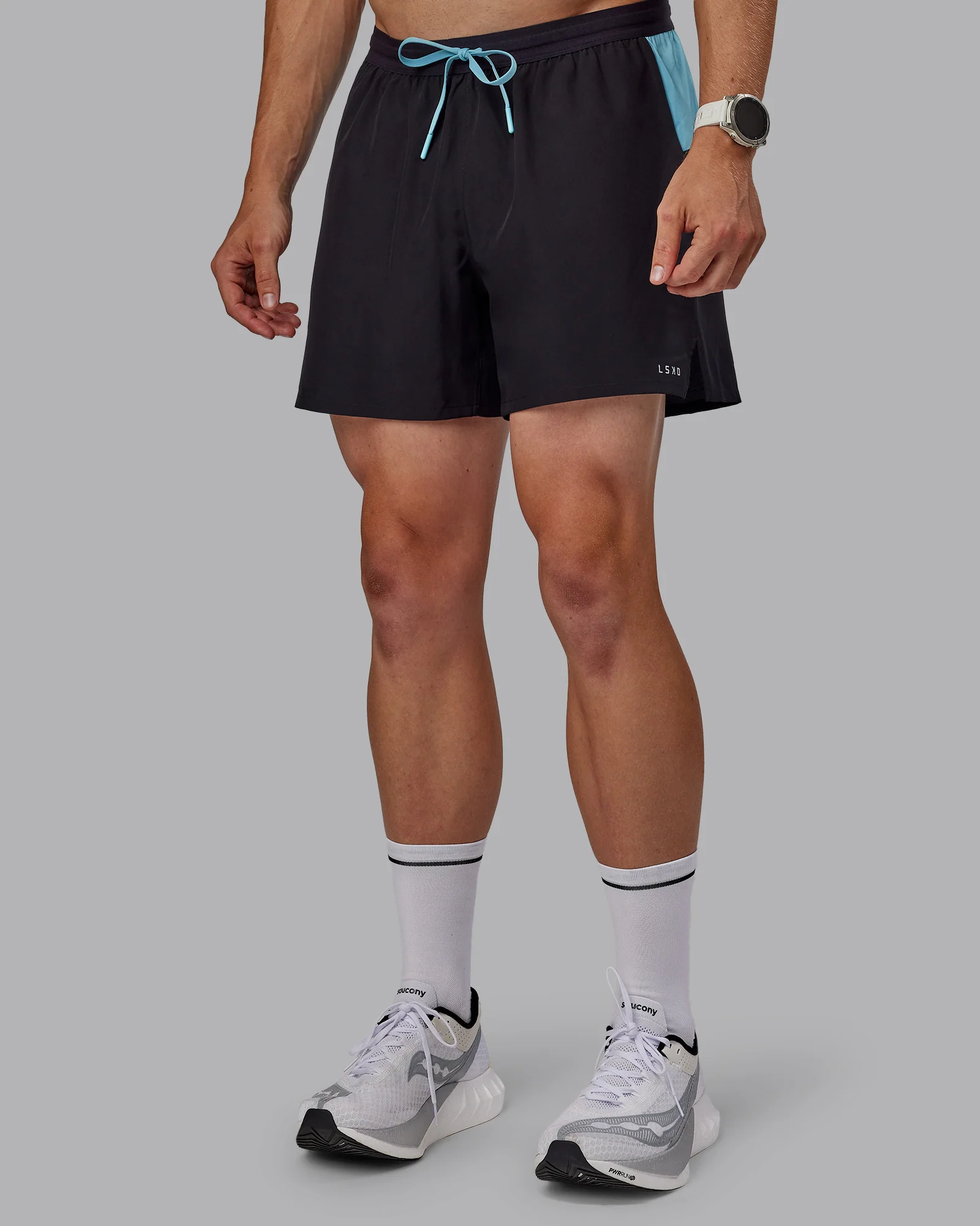 Pace 5" Lined Running Short - Black-Retro Blue - Image 6