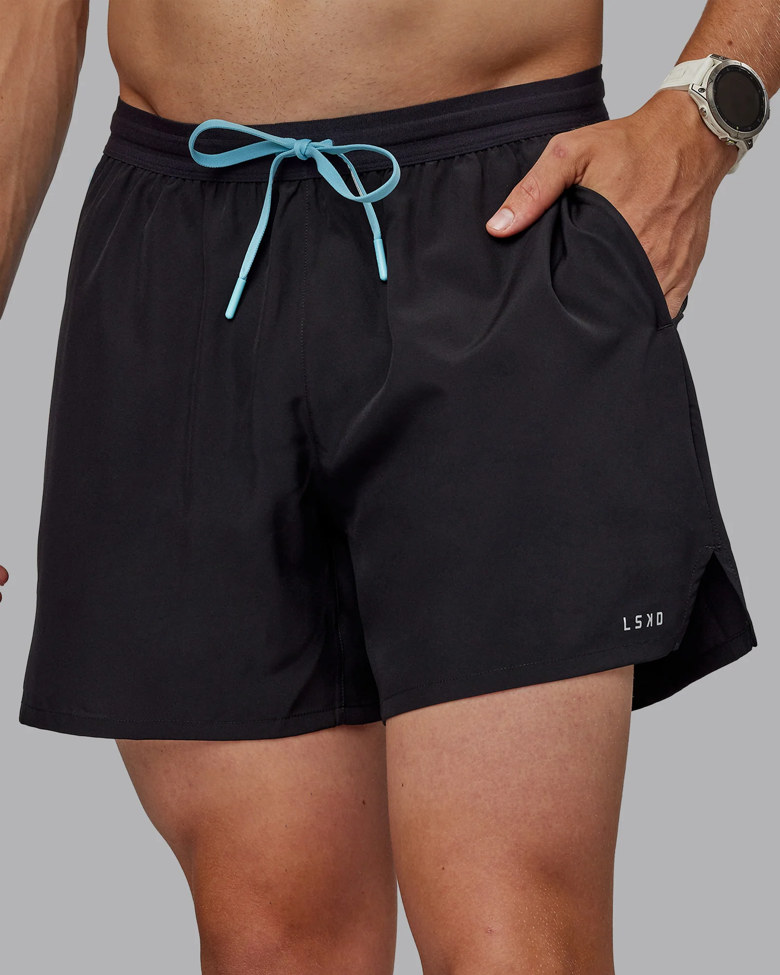 Pace 5" Lined Running Short - Black-Retro Blue - Image 9