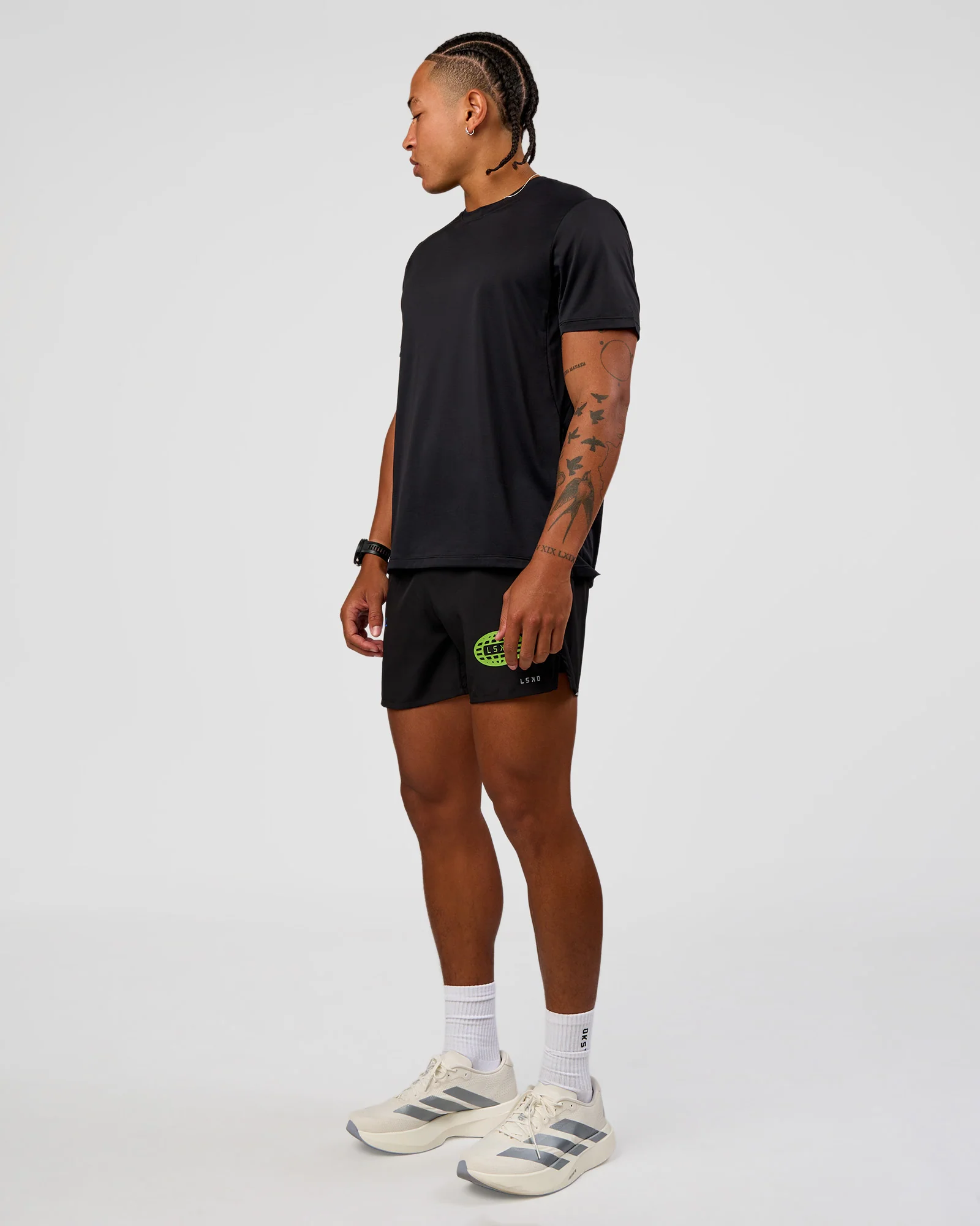 Pace 5" Lined Running Short - Black-Lime Glo Indigo - Image 8