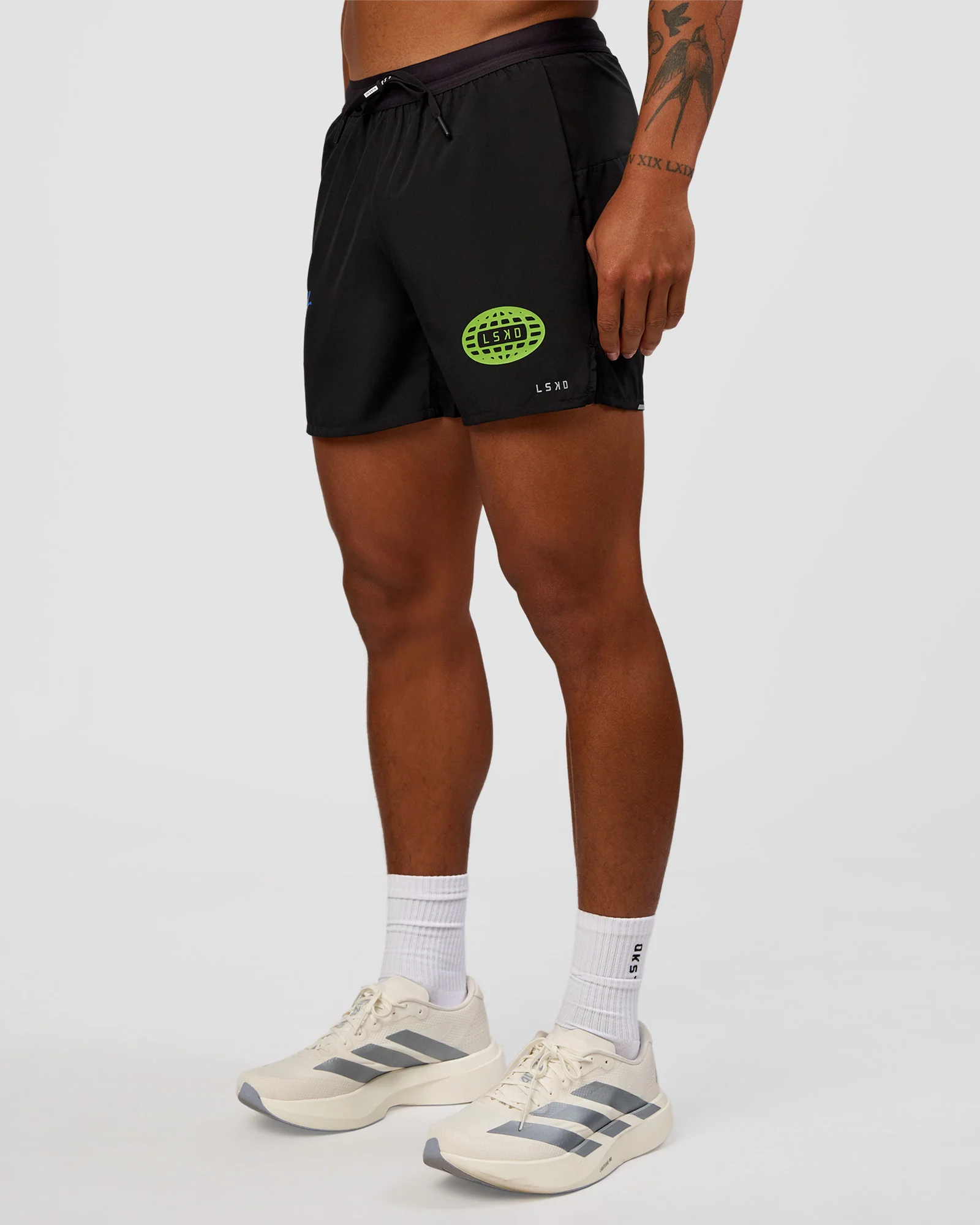 Pace 5" Lined Running Short - Black-Lime Glo Indigo - Image 9