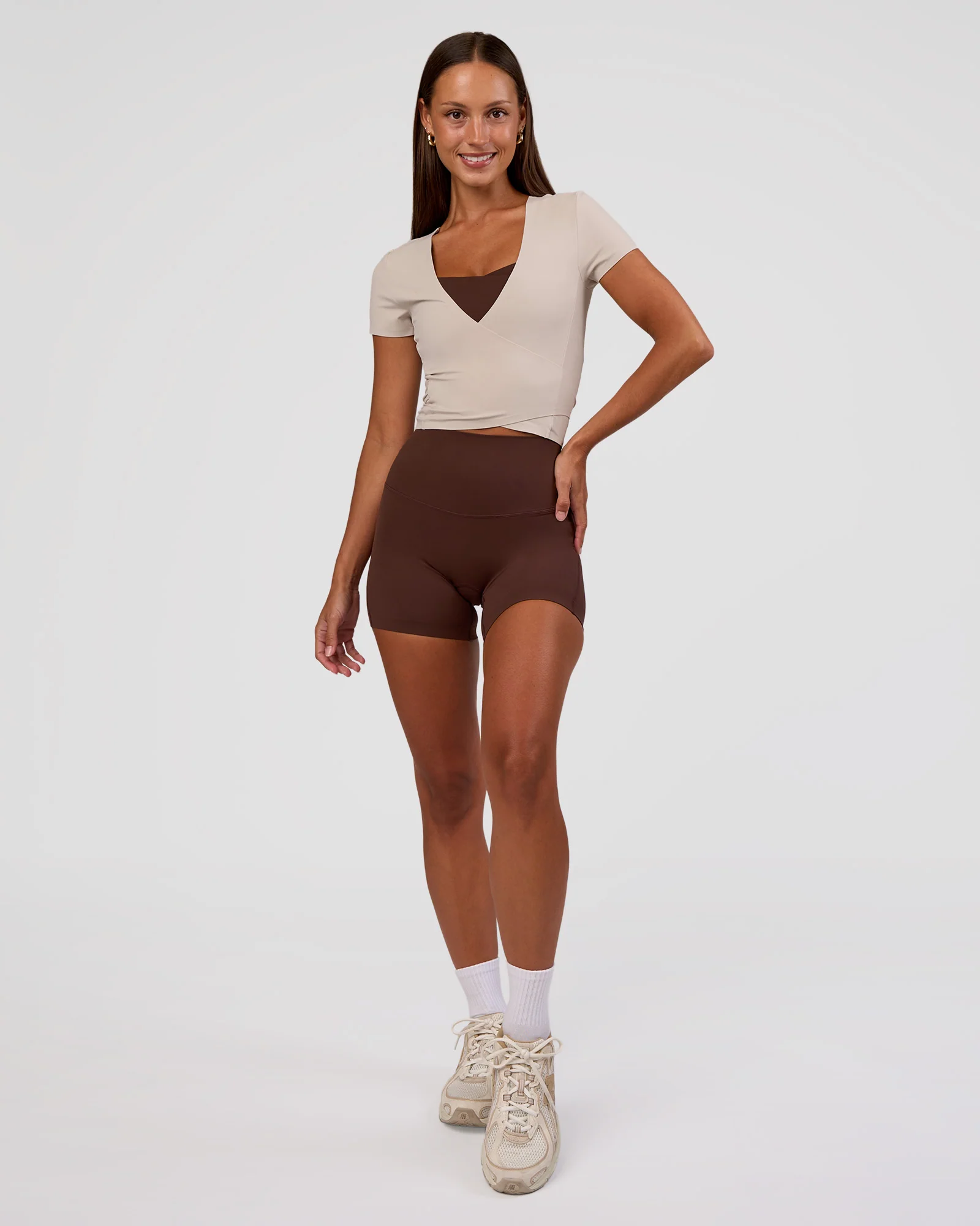 Peaches Wrap Cinch Top - Shale Beige - Image 7