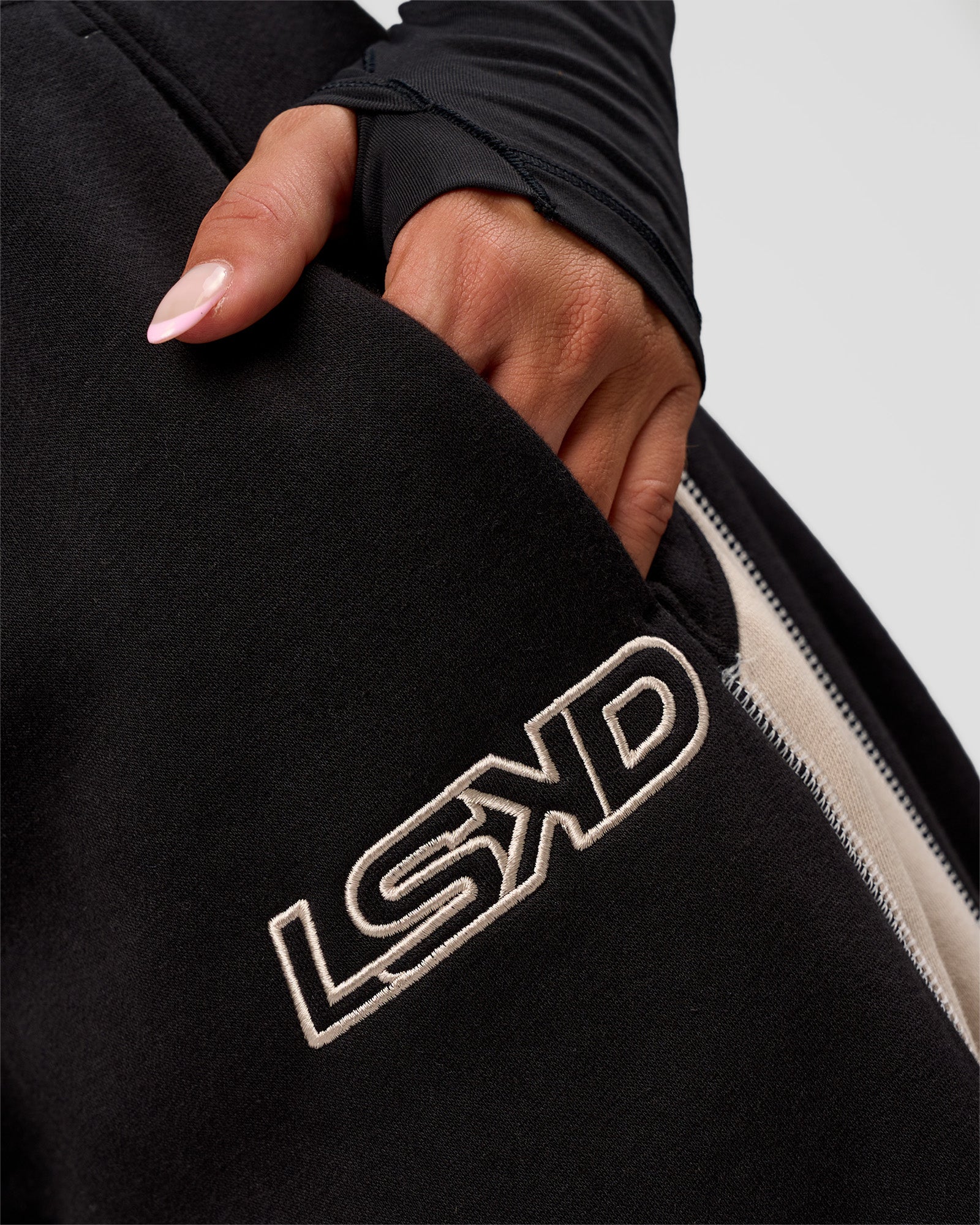 Power Play Stitch Up Fleece Sweat Pant - Black-Shale Beige - Image 6