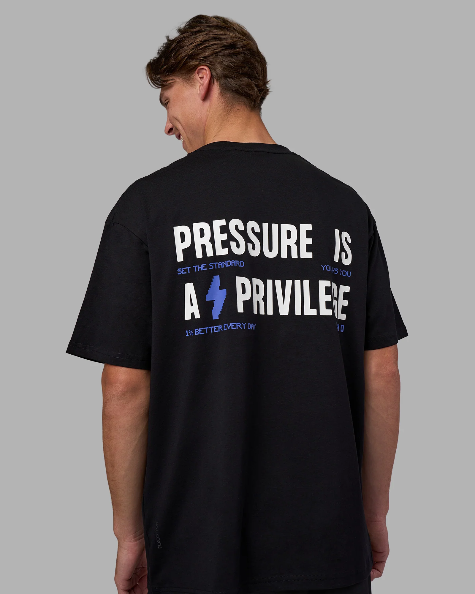 Pressure is a Privilege FLXCotton Oversized Tee - Black-Power Cobalt - Image 7