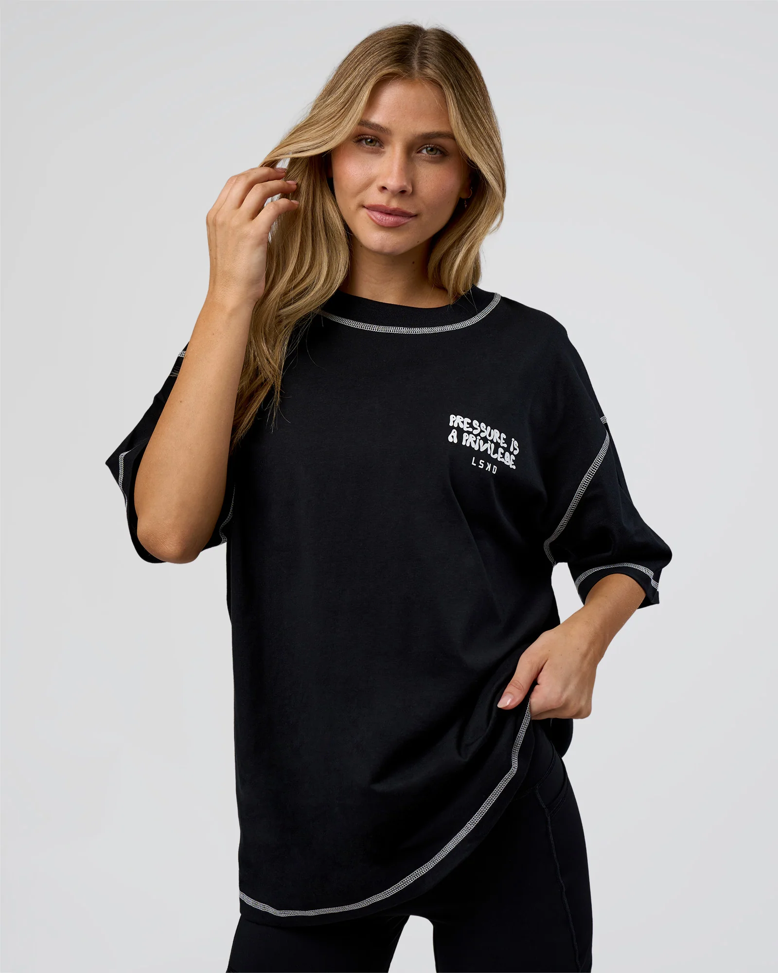 Pressure is Privilege Oversized Tee - Black-White - Image 4