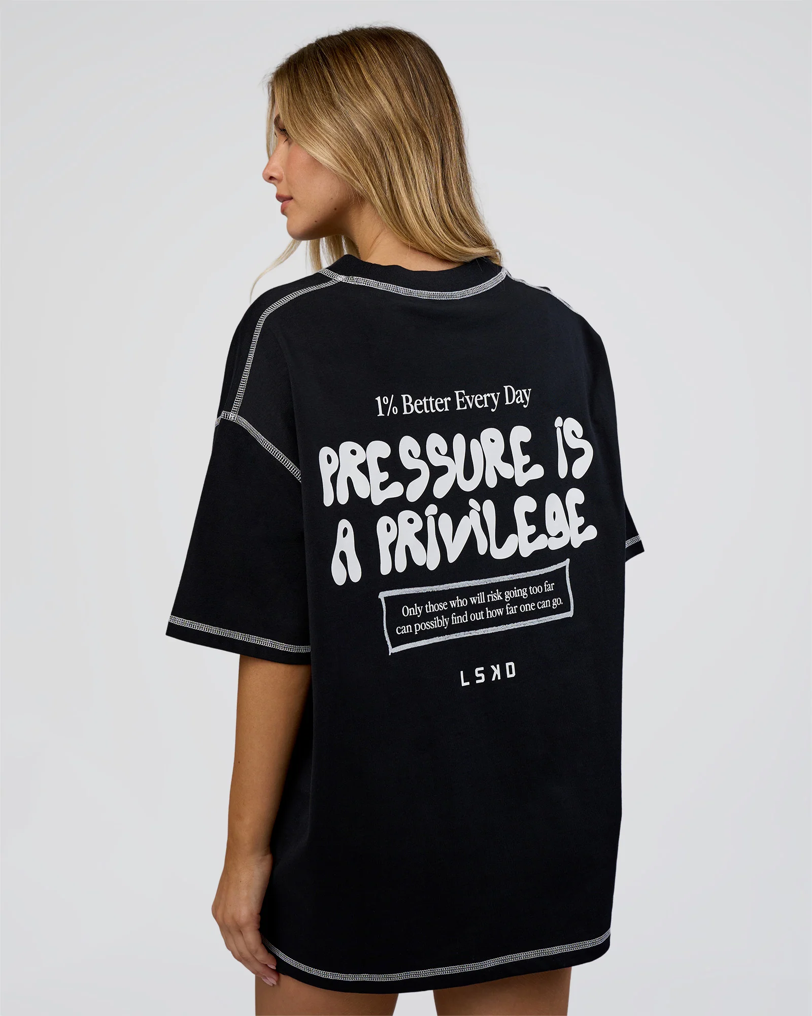 Pressure is Privilege Oversized Tee - Black-White - Image 5
