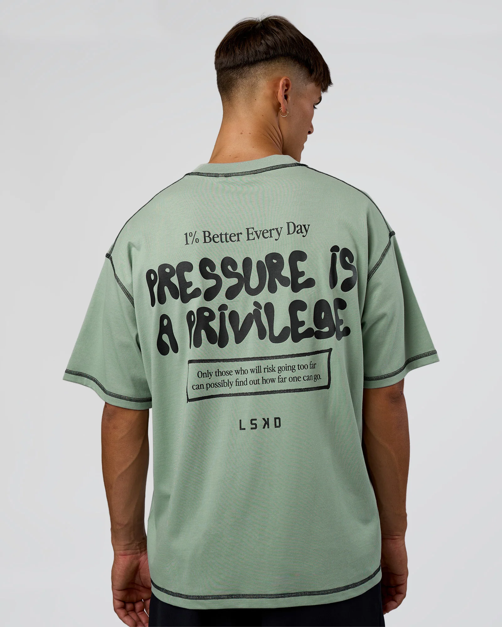 Pressure is Privilege Oversized Tee - Iceberg Green-Black - Image 2