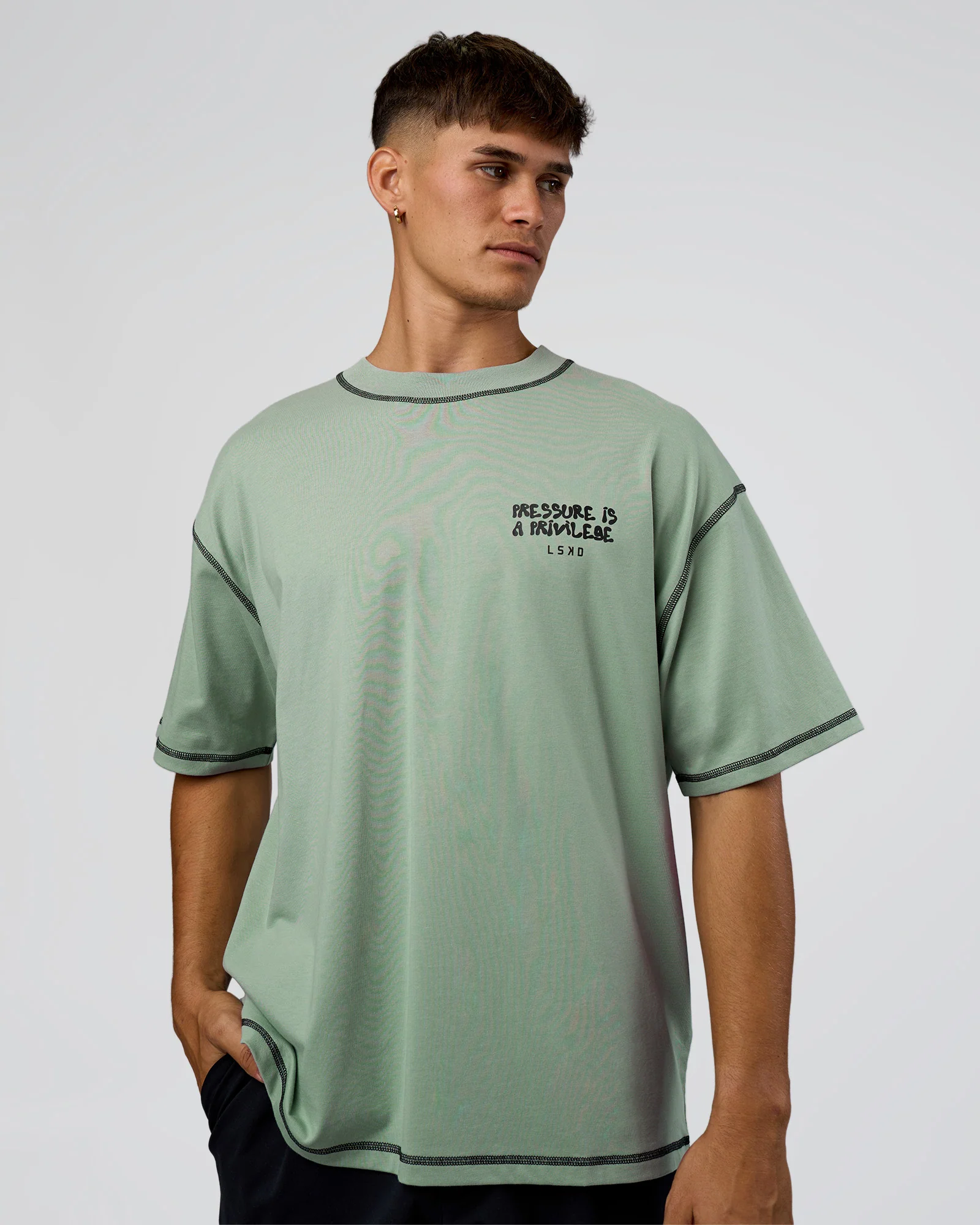 Pressure is Privilege Oversized Tee - Iceberg Green-Black - Image 3