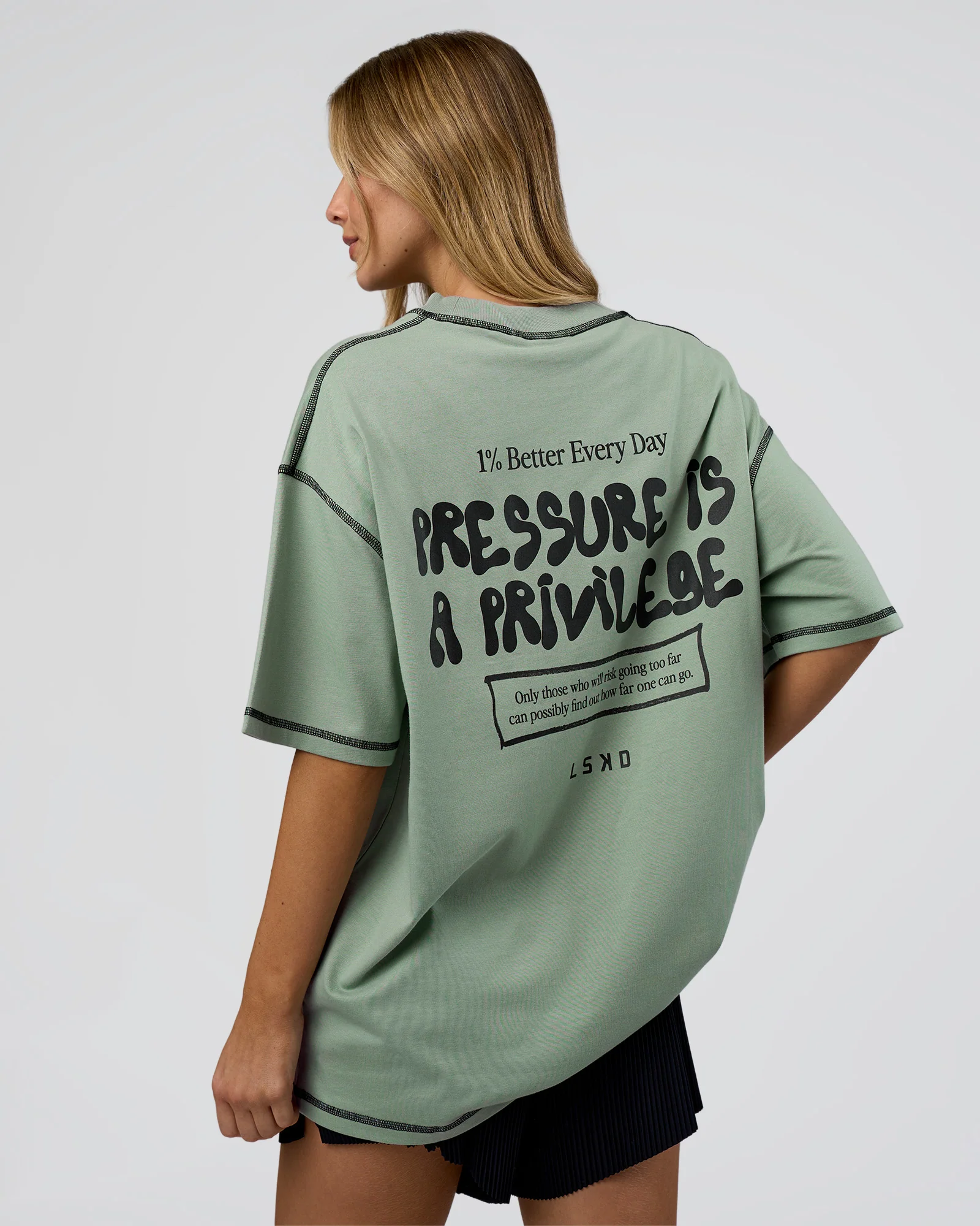 Pressure is Privilege Oversized Tee - Iceberg Green-Black - Image 4