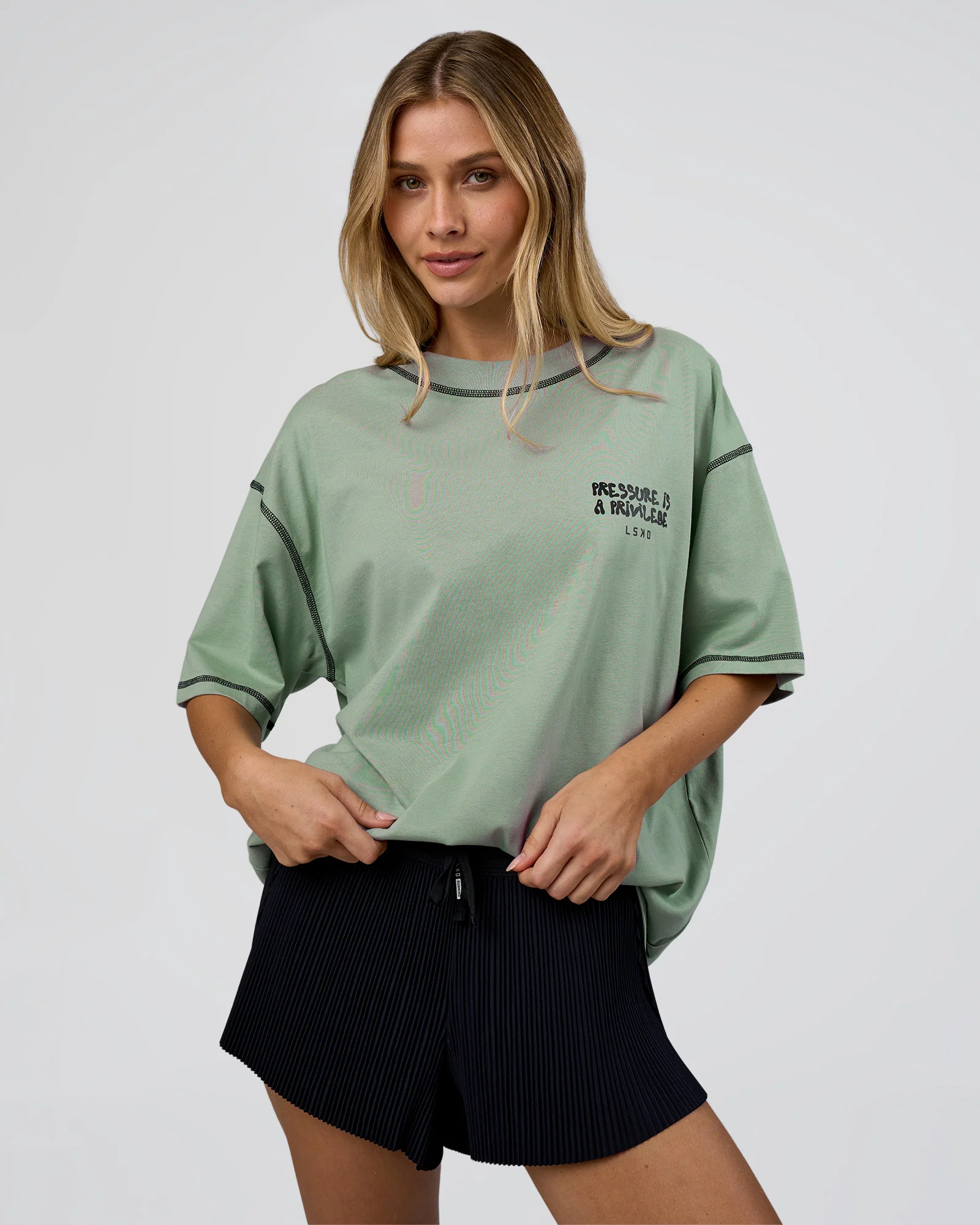 Pressure is Privilege Oversized Tee - Iceberg Green-Black - Image 5