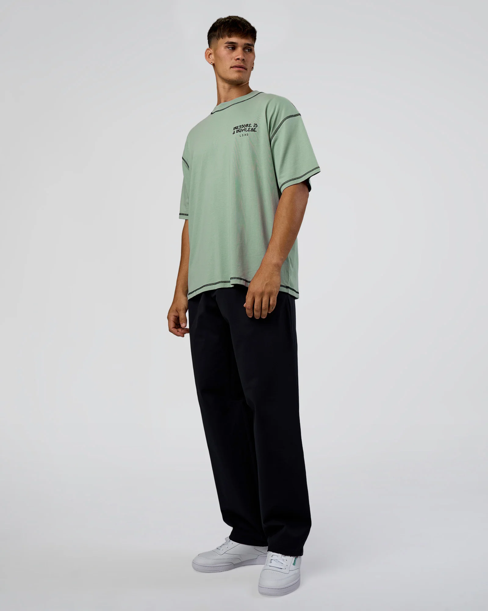 Pressure is Privilege Oversized Tee - Iceberg Green-Black - Image 6