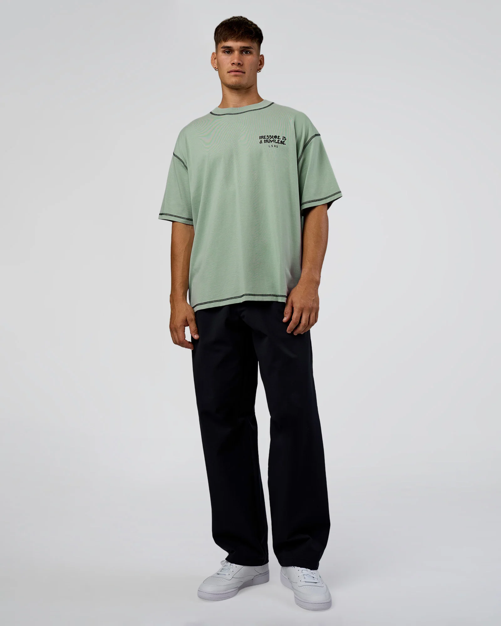 Pressure is Privilege Oversized Tee - Iceberg Green-Black - Image 8