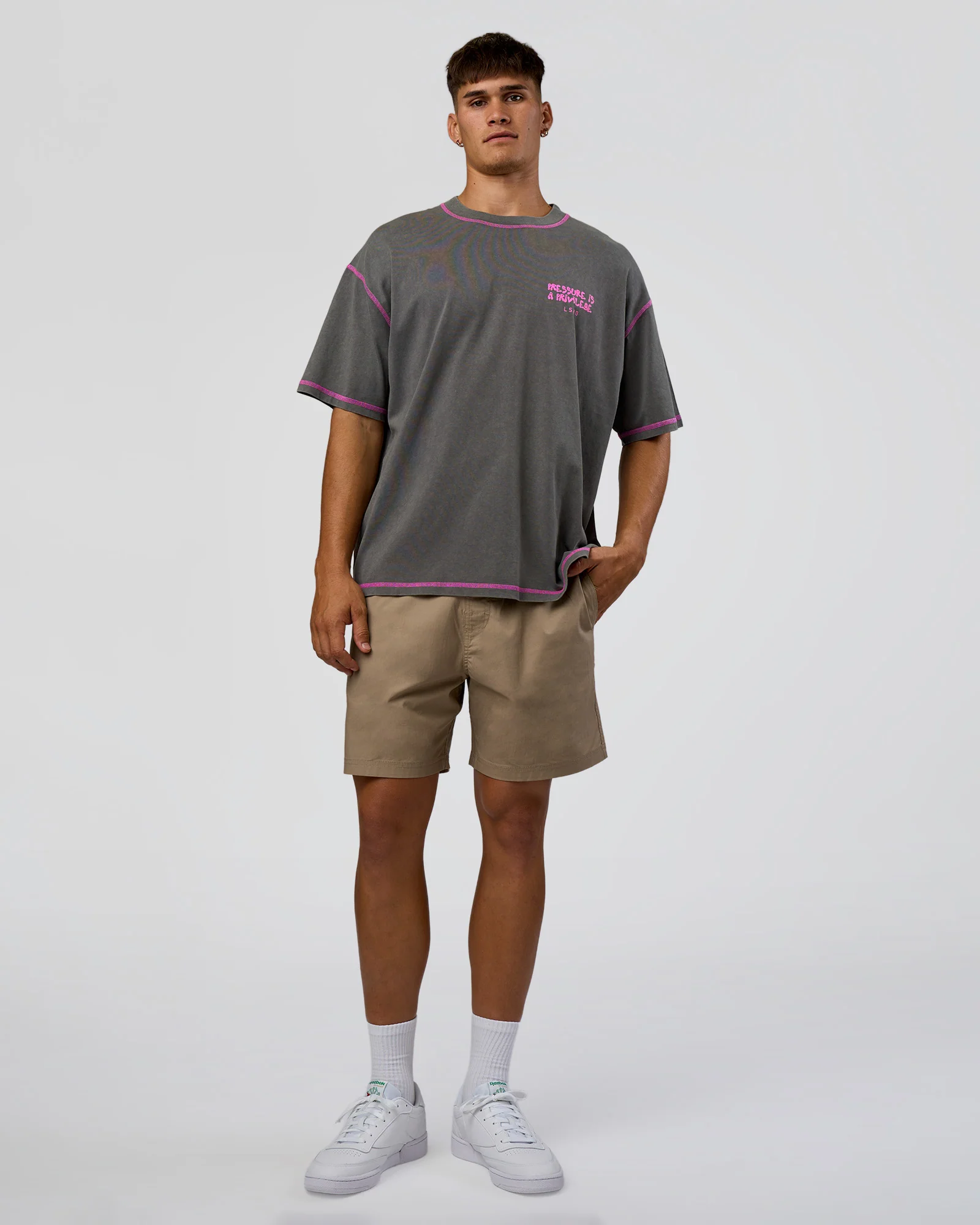 Pressure is Privilege Oversized Tee - Dark Storm Washed-Ultra Fuchsia - Image 9