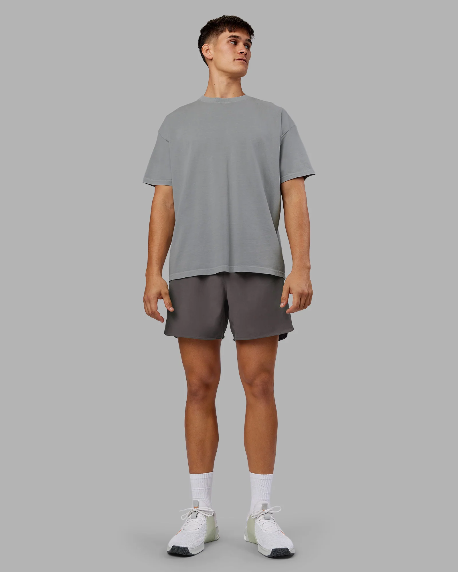 Pressure Washed Heavyweight Oversize Tee - Grey-Bubblegum - Image 11