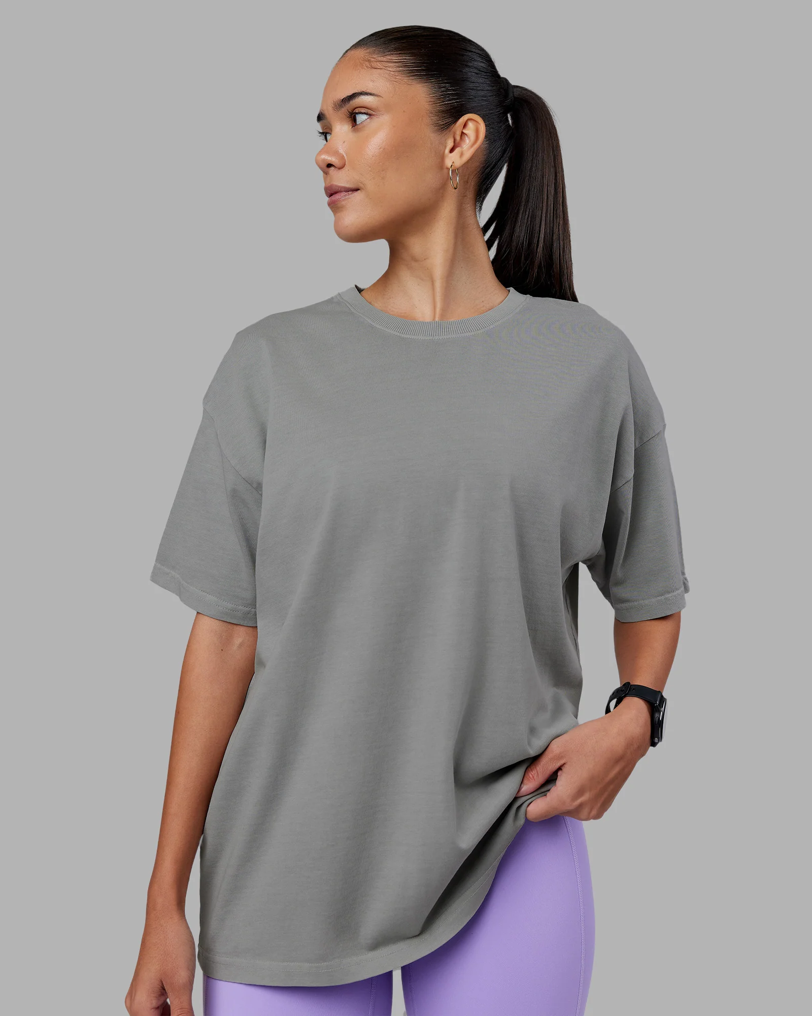 Pressure Washed Heavyweight Oversize Tee - Grey-Bubblegum - Image 4