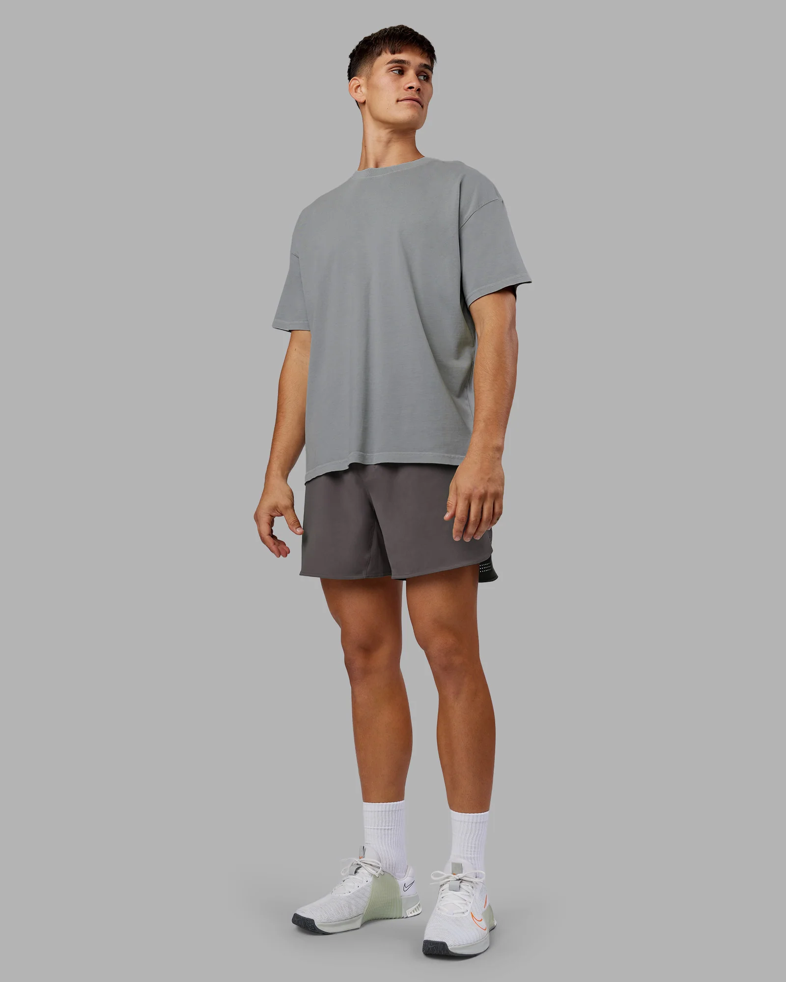 Pressure Washed Heavyweight Oversize Tee - Grey-Bubblegum - Image 5