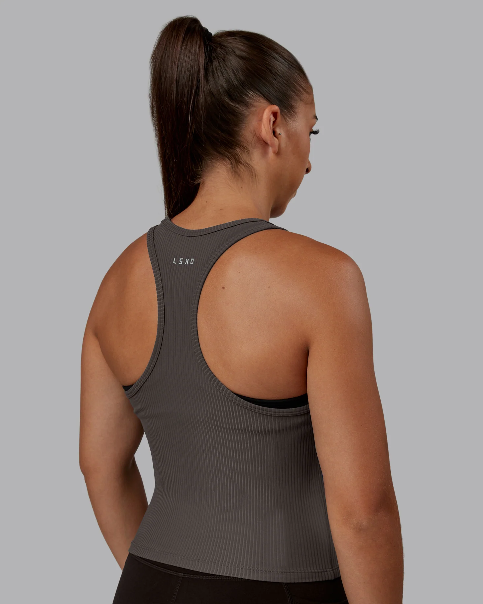 Push High Neck Ribbed Tank - Dark Storm - Image 4