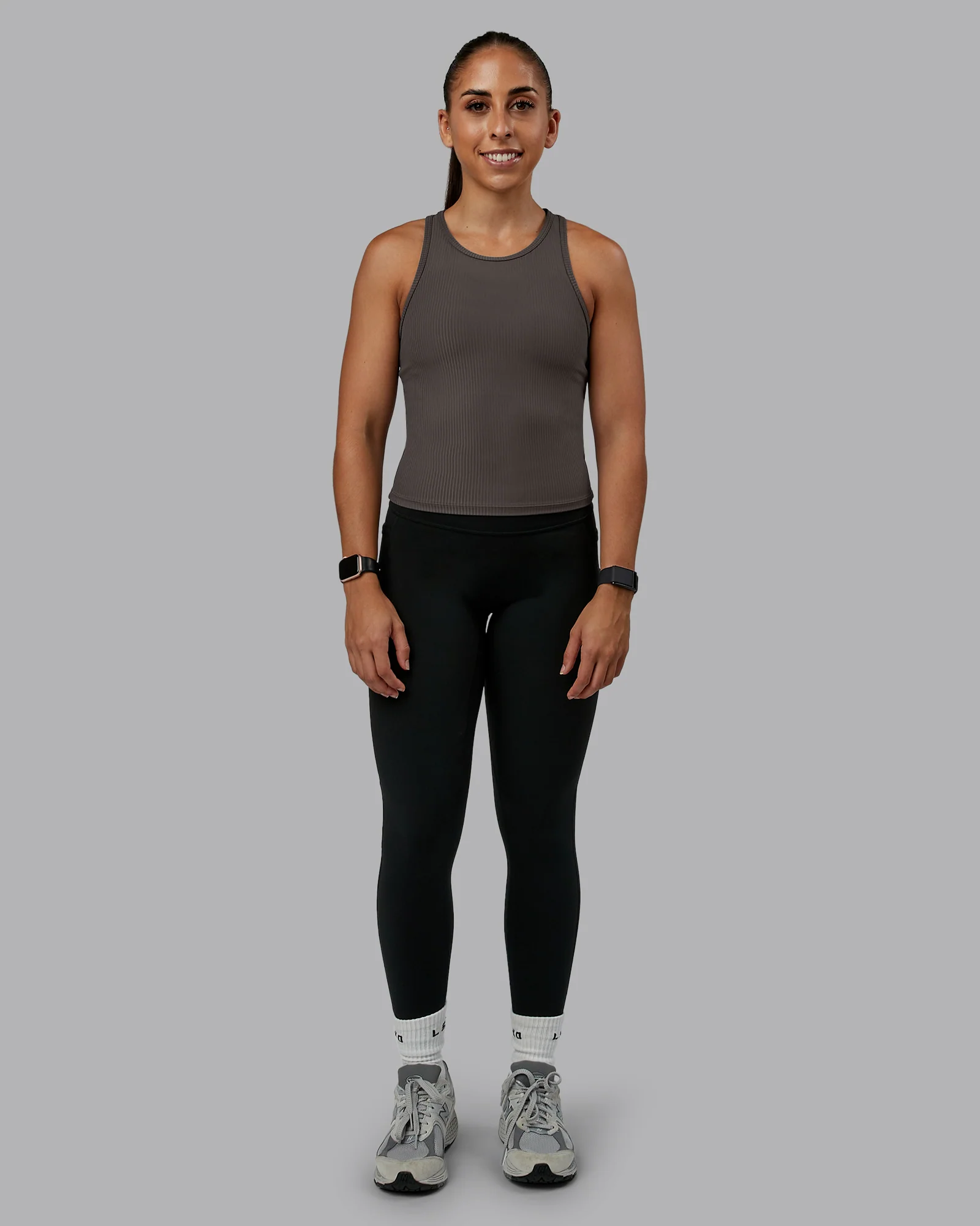 Push High Neck Ribbed Tank - Dark Storm - Image 5