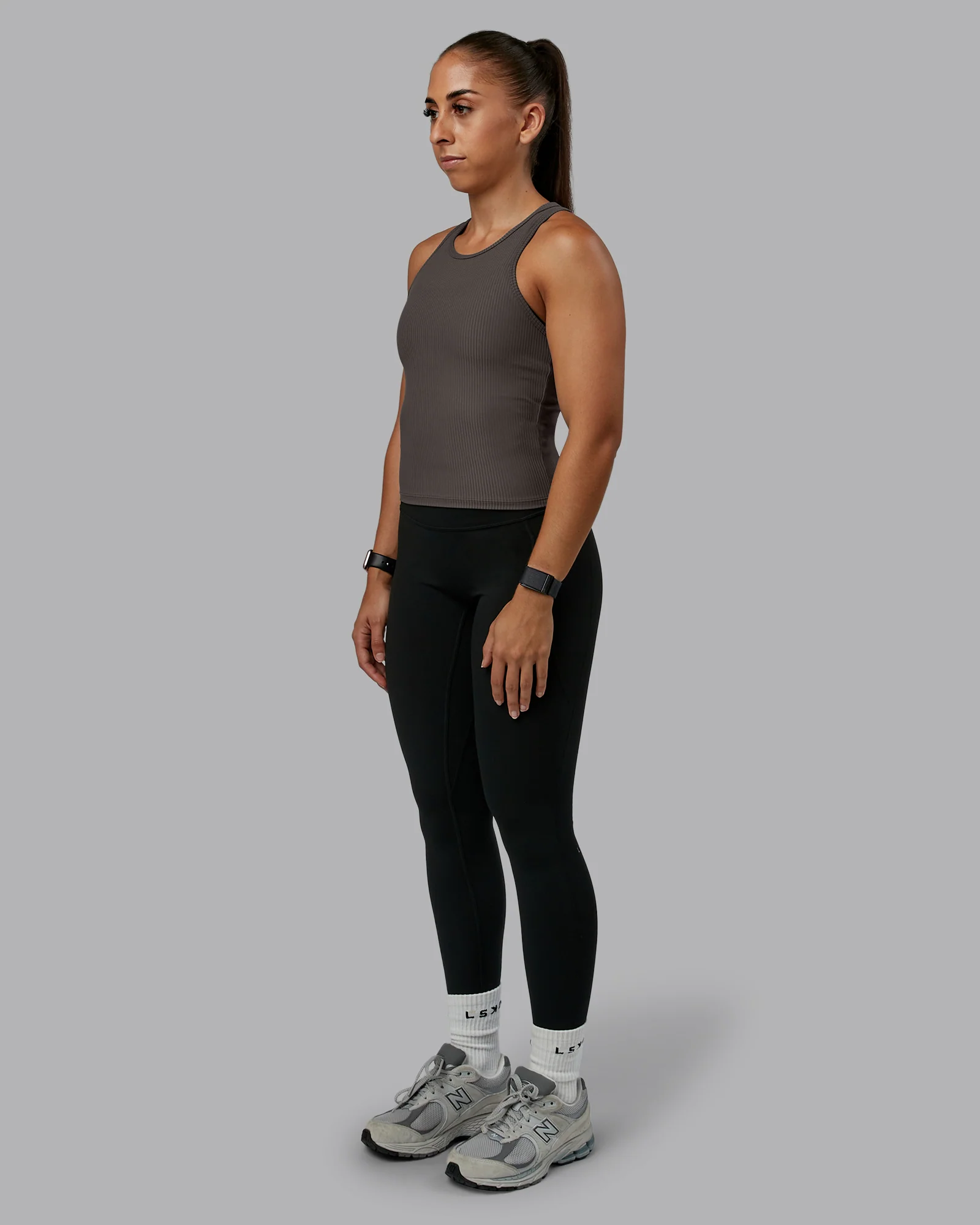 Push High Neck Ribbed Tank - Dark Storm - Image 6