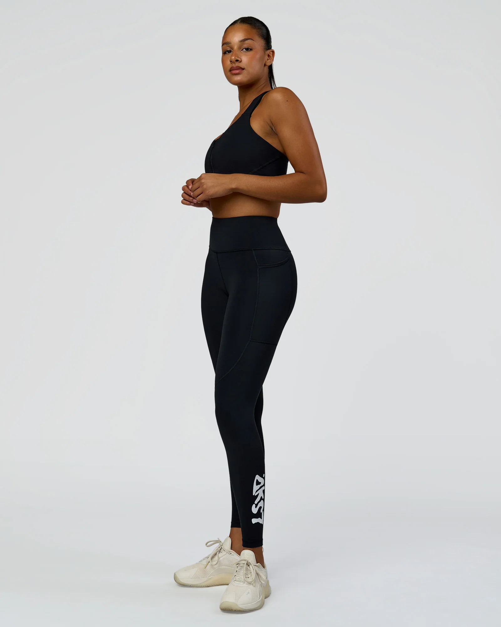 Rep Street Script Ultra High-Rise Full Length Legging Pockets - Black-White - Image 6