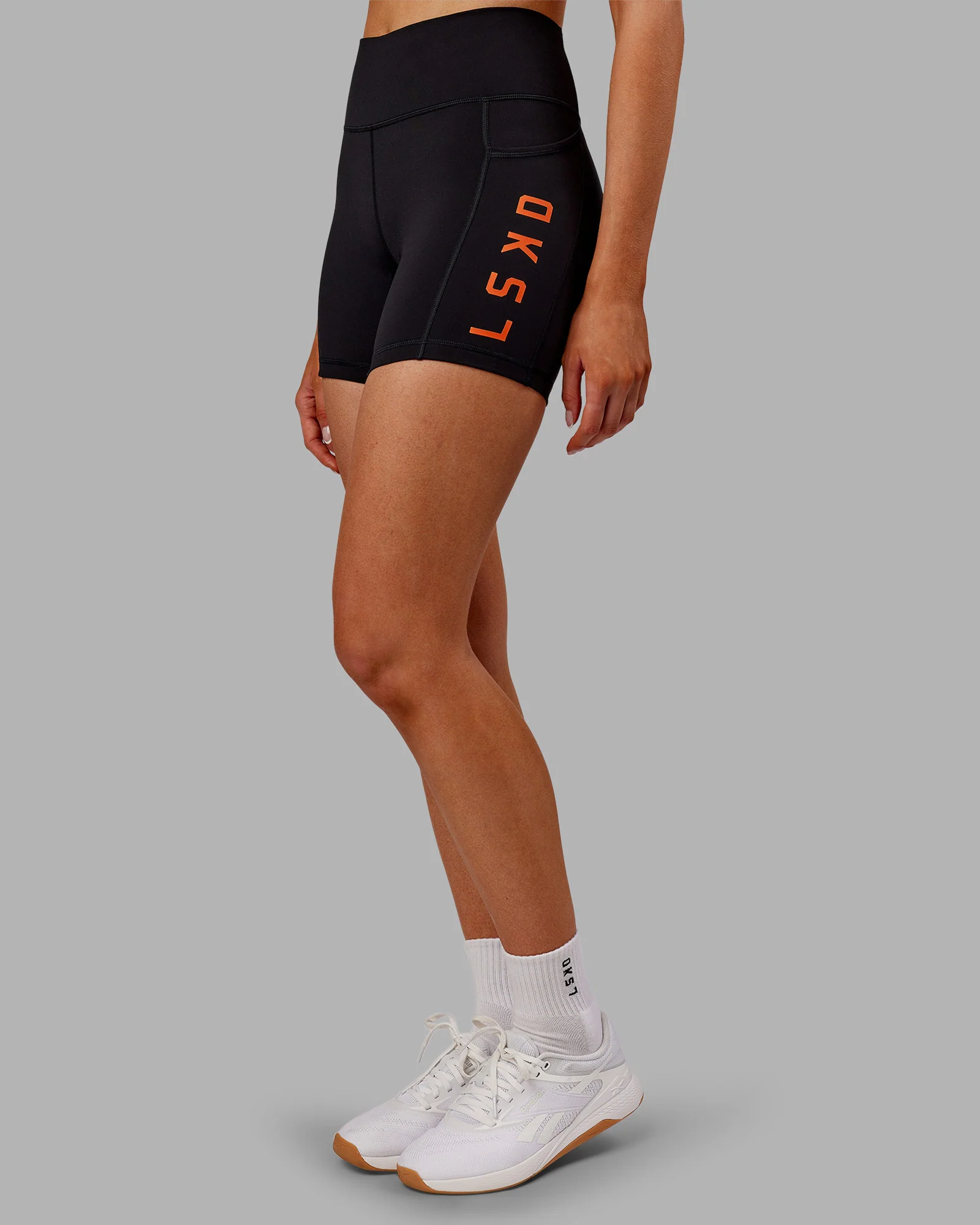 Rep Ultra High-Rise 4" Short Pockets - Black-Ultra Orange - Image 2