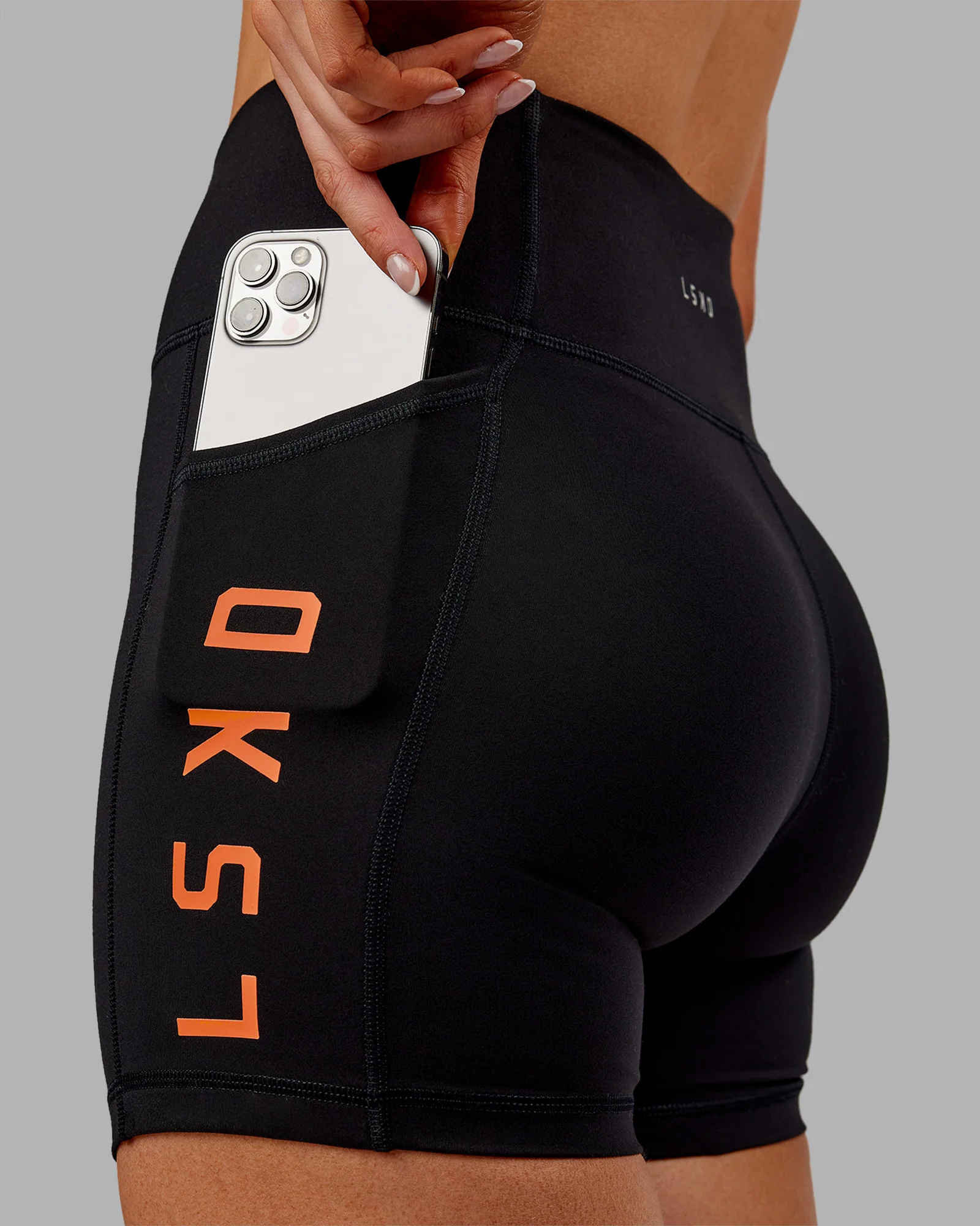Rep Ultra High-Rise 4" Short Pockets - Black-Ultra Orange - Image 6