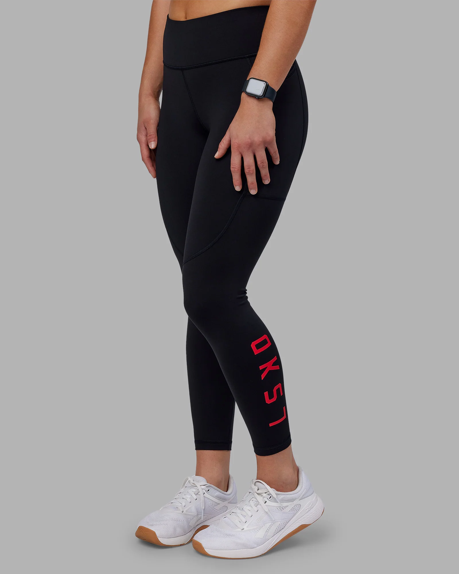 Rep Ultra High-Rise 7/8 Legging Pockets - Black-Scarlet - Image 2