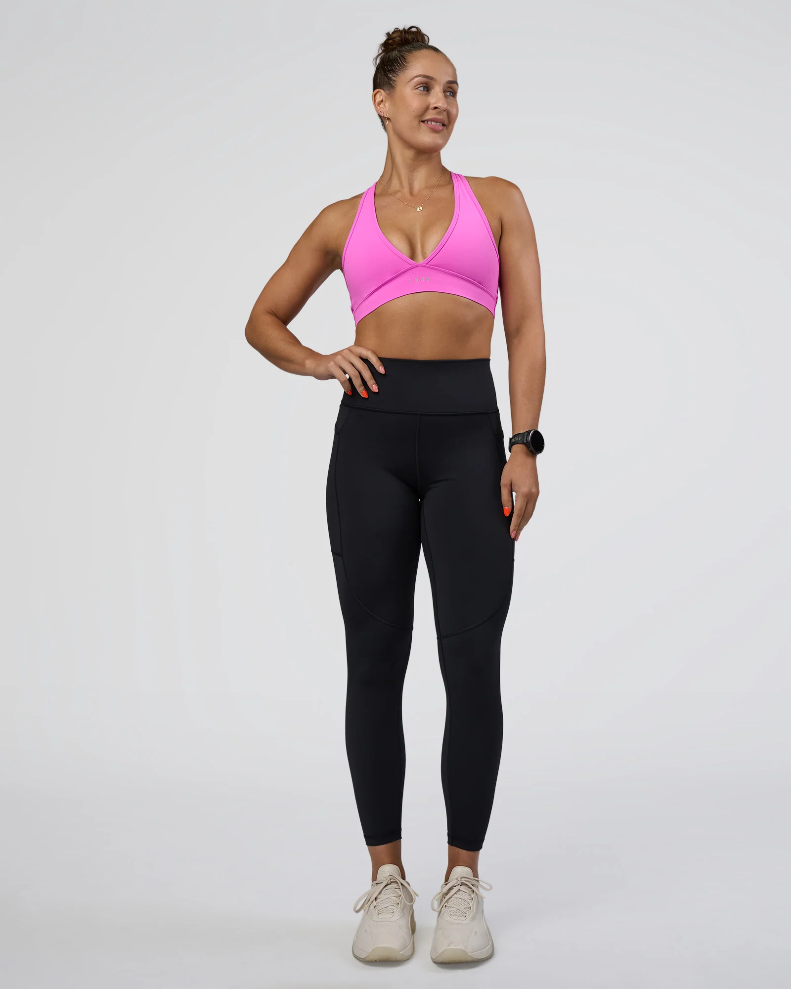 Rep Ultra High-Rise 7/8 Legging Pockets - Black-Ultra Fuchsia - Image 2
