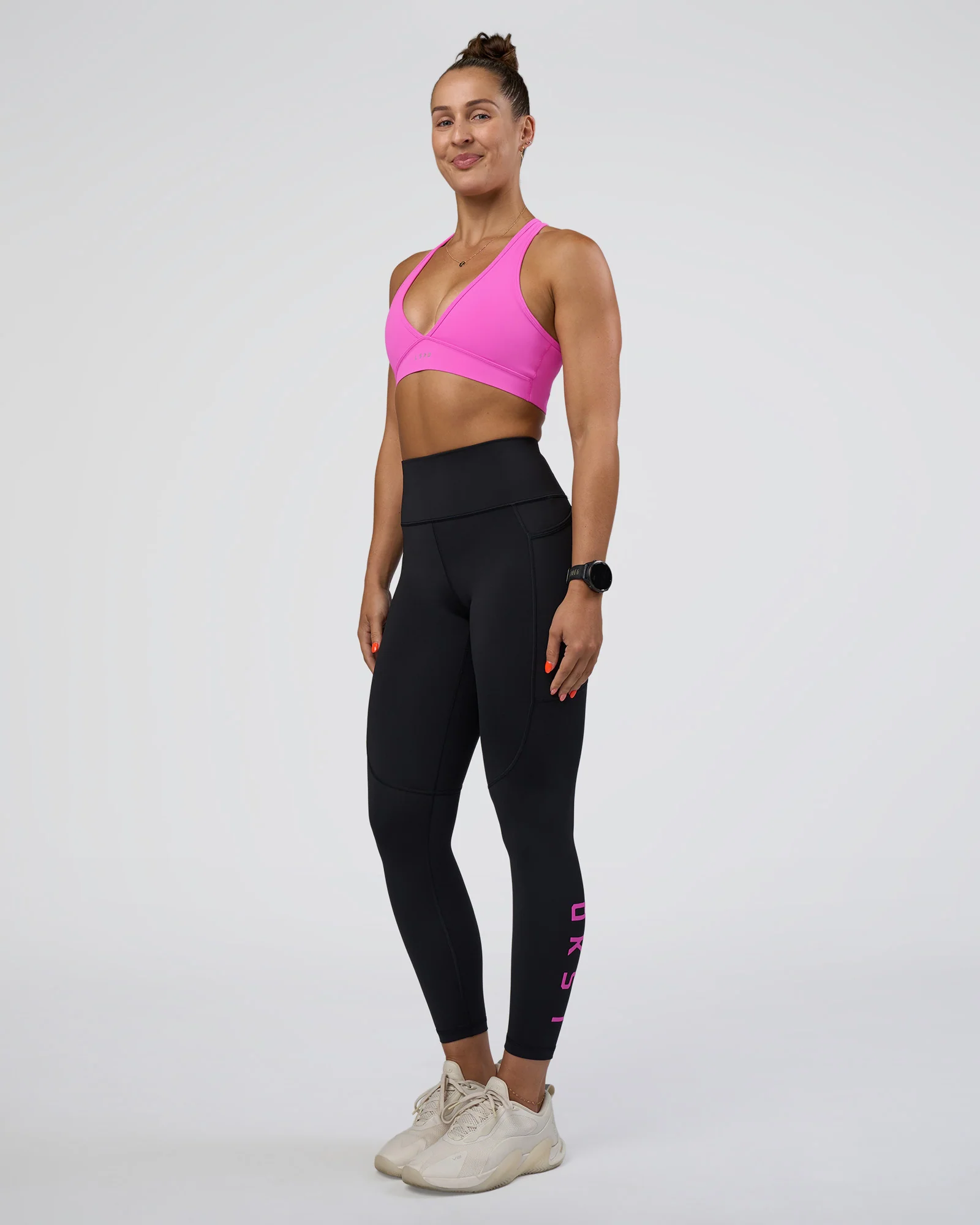 Rep Ultra High-Rise 7/8 Legging Pockets - Black-Ultra Fuchsia - Image 5