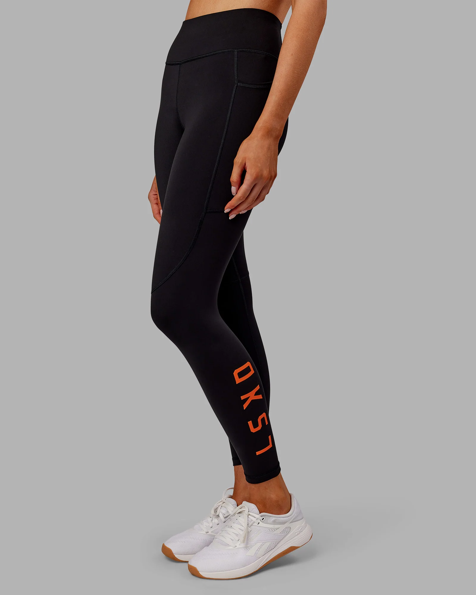 Rep Ultra High-Rise 7/8 Legging Pockets - Black-Ultra Orange - Image 3