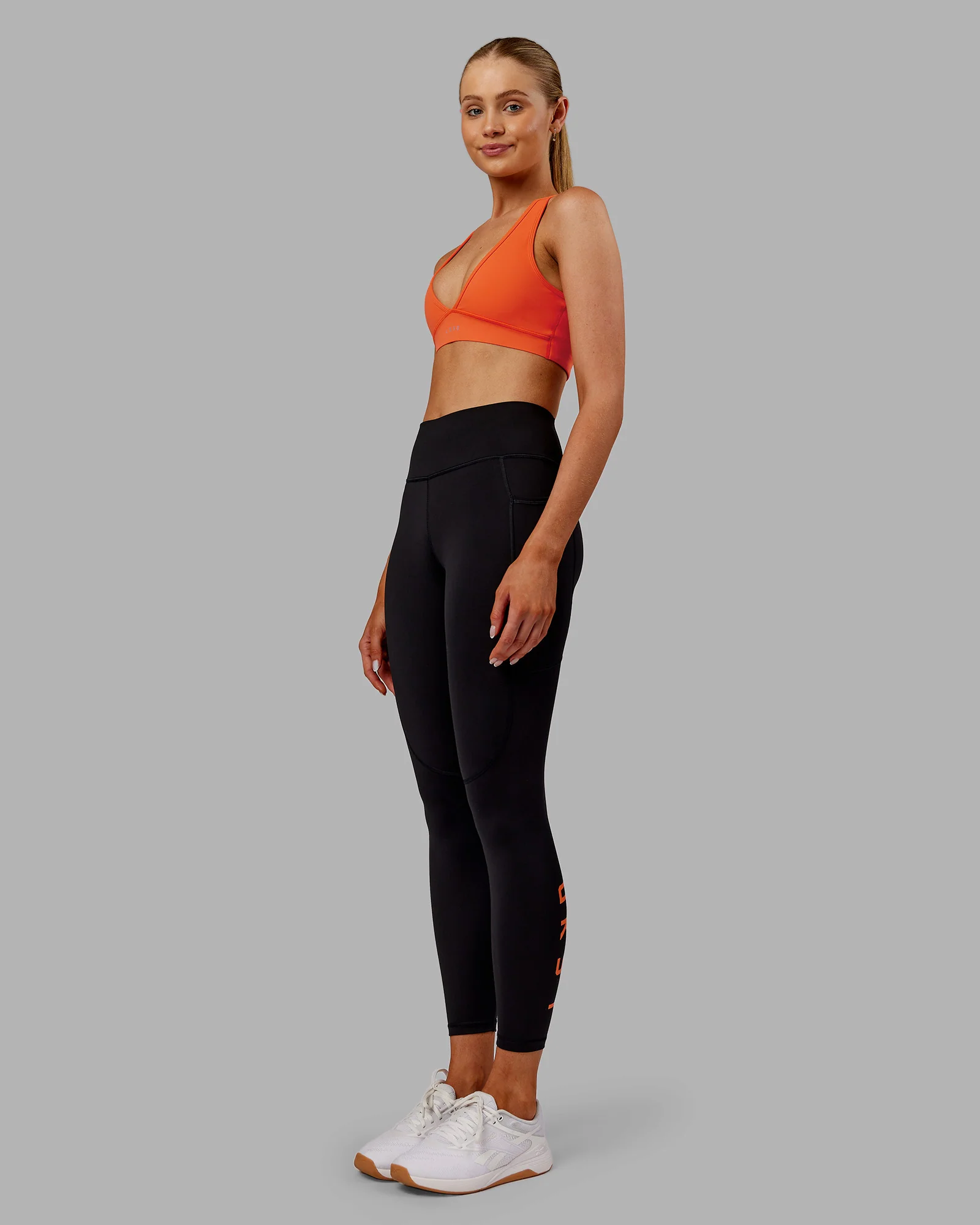 Rep Ultra High-Rise 7/8 Legging Pockets - Black-Ultra Orange - Image 5