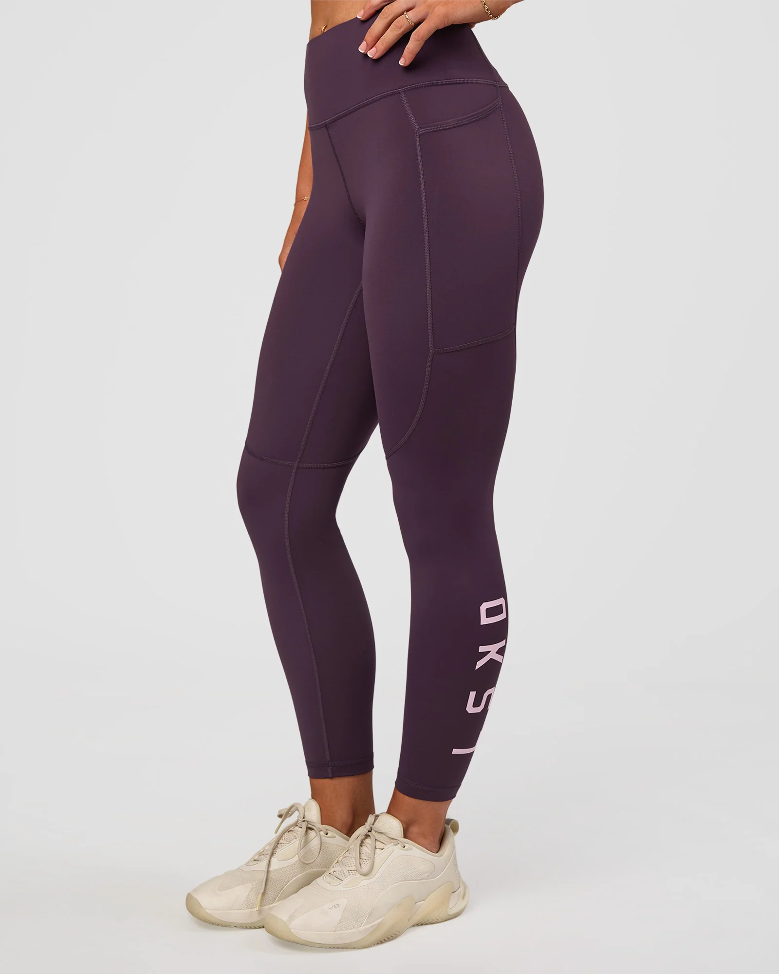 Rep Ultra High-Rise 7/8 Legging Pockets - Midnight Plum-Marshmallow - Image 2