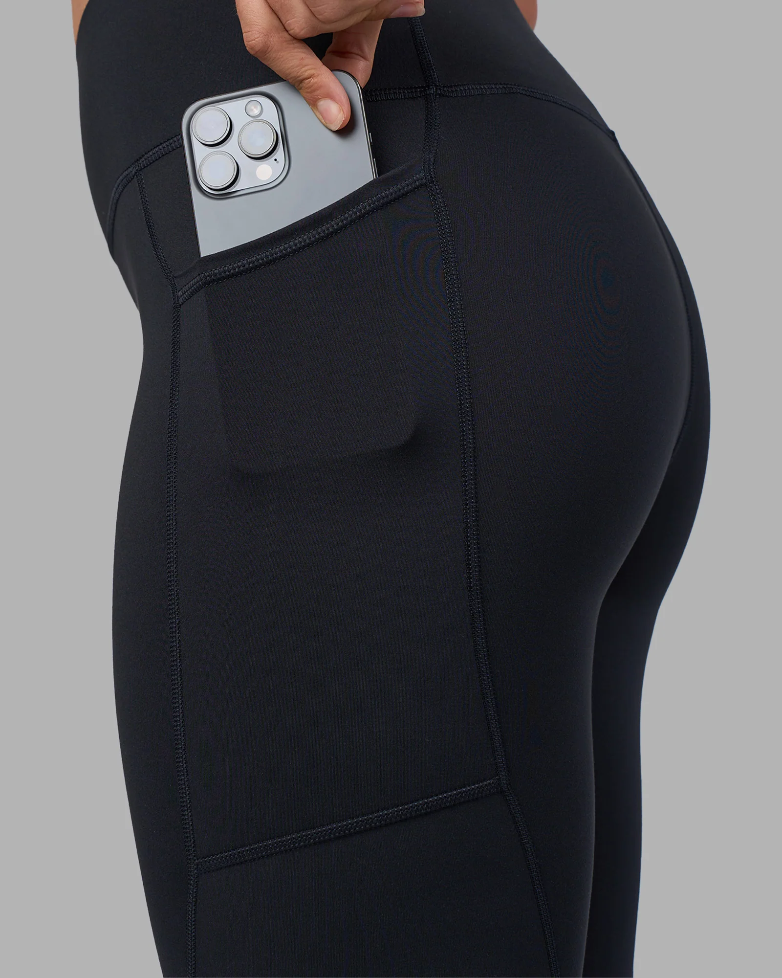 Rep Ultra High-Rise Full Length Legging Pockets - Black-Blue Atoll - Image 3