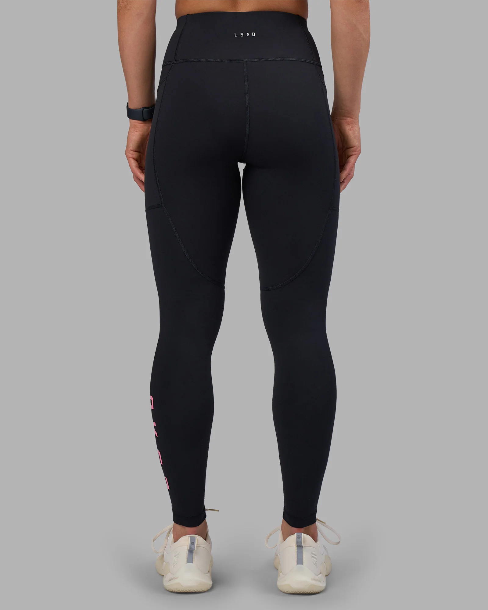 Rep Ultra High-Rise Full Length Legging Pockets - Black-Candy Pink - Image 3