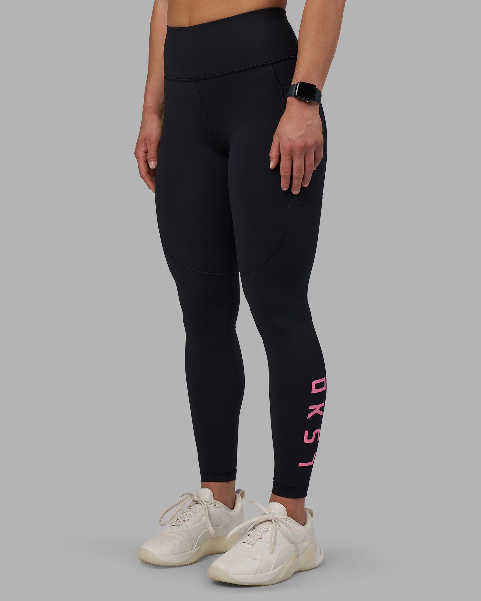 Rep Ultra High-Rise Full Length Legging Pockets - Black-Candy Pink - Image 6