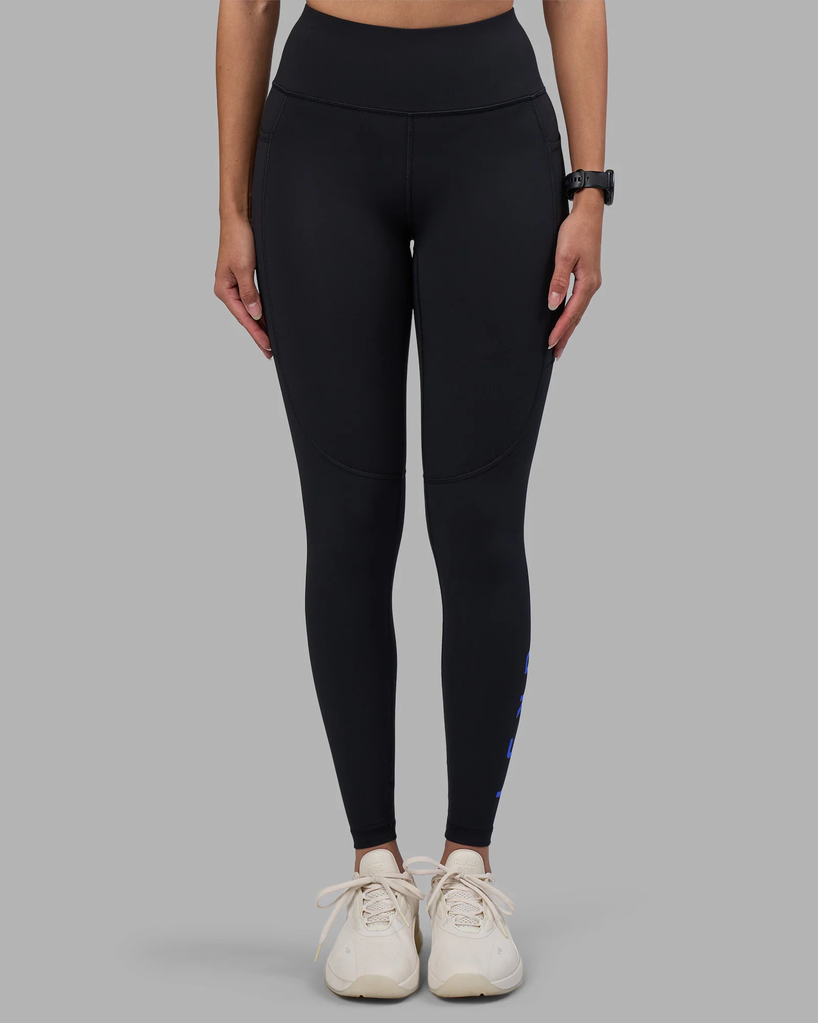 Rep Ultra High-Rise Full Length Legging Pockets - Black-Power Cobalt - Image 3