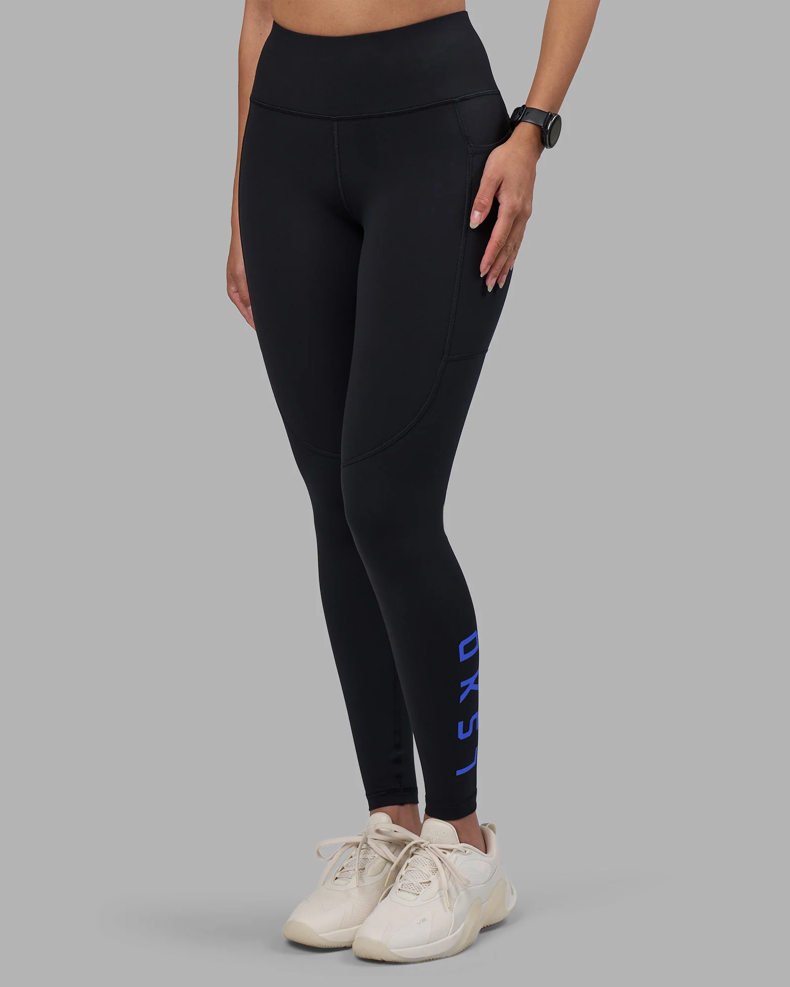 Rep Ultra High-Rise Full Length Legging Pockets - Black-Power Cobalt - Image 7