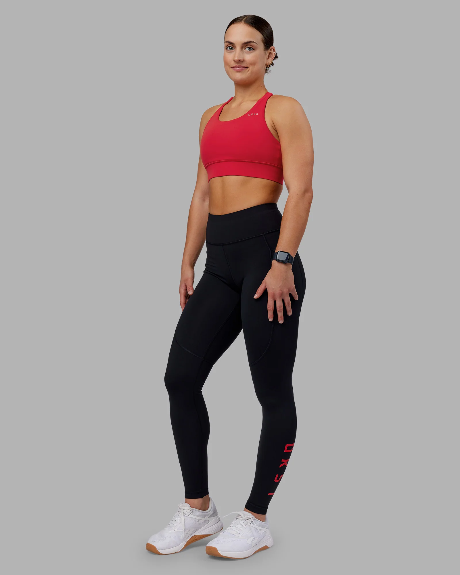 Rep Ultra High-Rise Full Length Legging Pockets - Black-Scarlet - Image 2