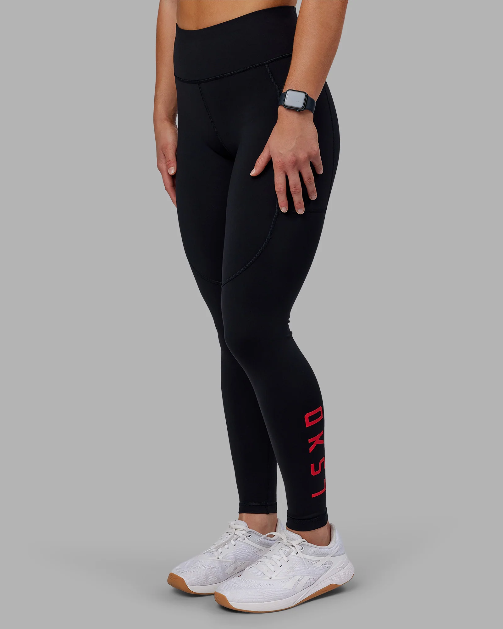 Rep Ultra High-Rise Full Length Legging Pockets - Black-Scarlet - Image 8