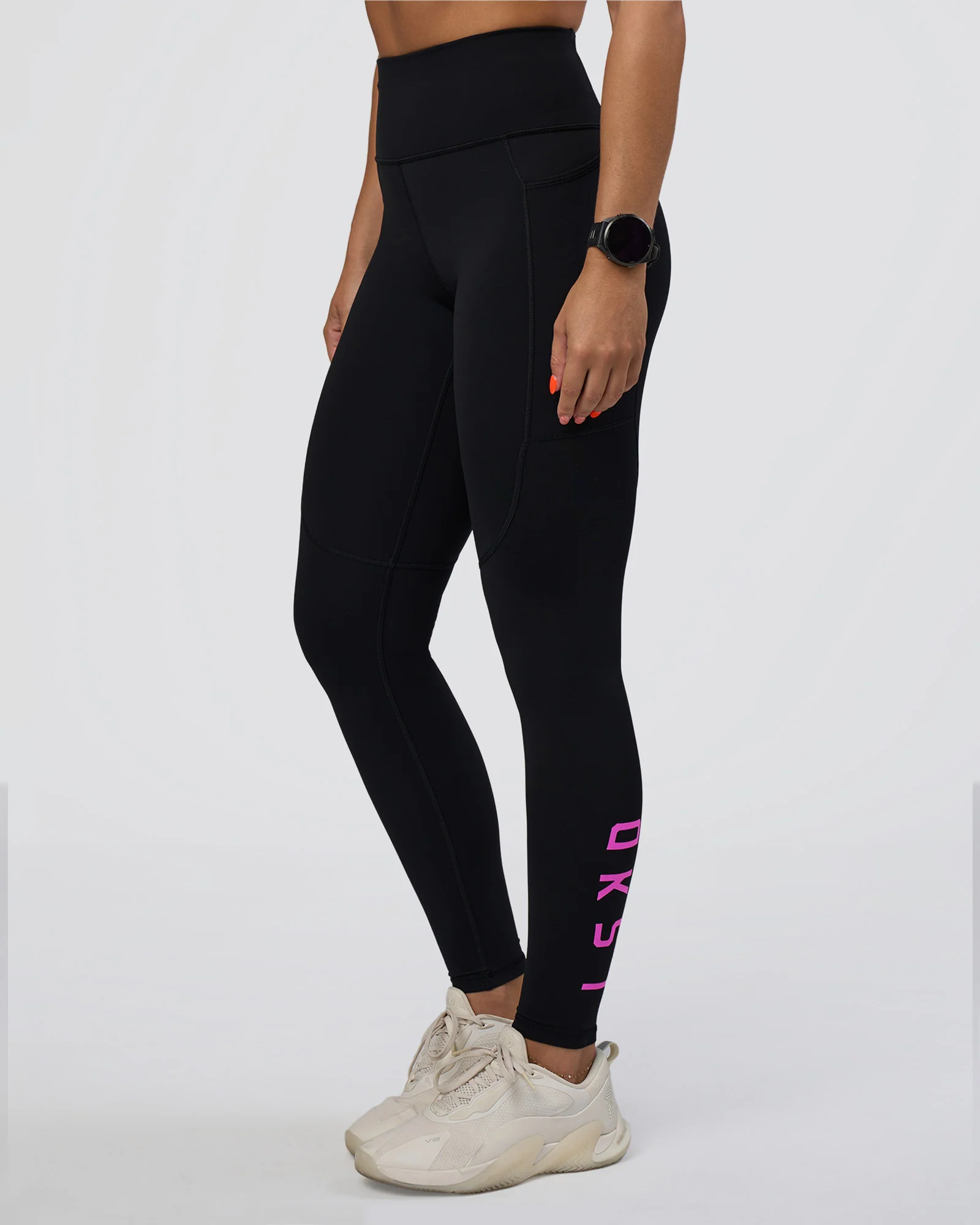 Rep Ultra High-Rise Full Length Legging Pockets - Black-Ultra Fuchsia - Image 9