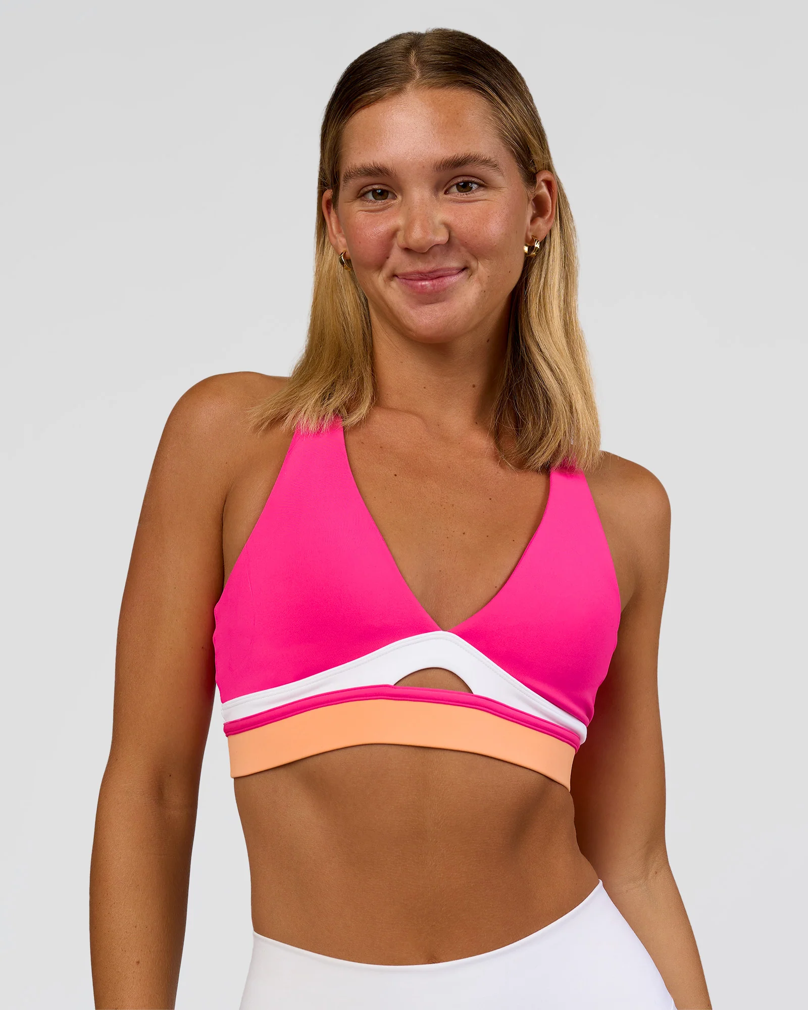 Revitalise Flash Sports Bra - Ultra Pink-Cantaloupe-White - Image 2