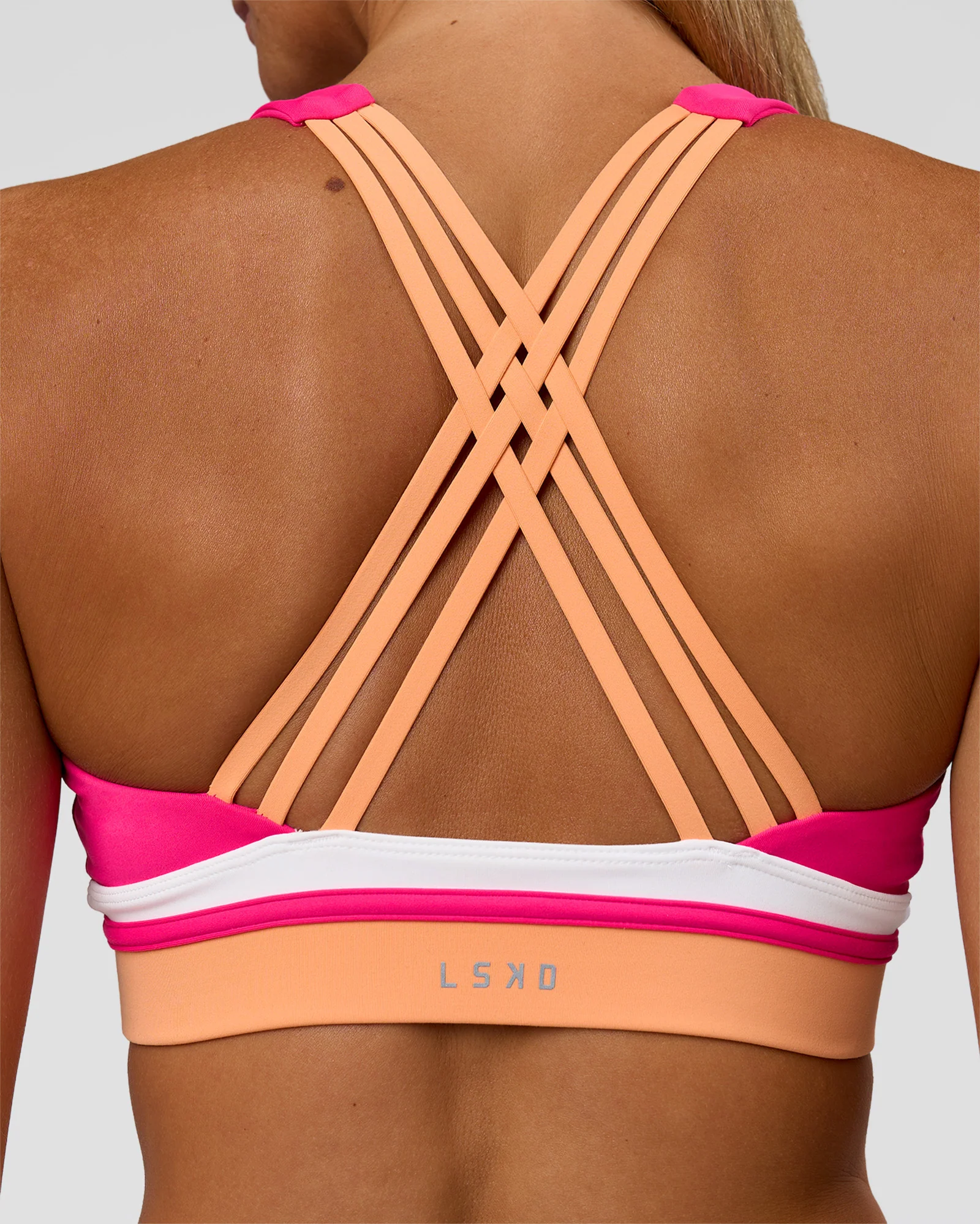 Revitalise Flash Sports Bra - Ultra Pink-Cantaloupe-White - Image 4