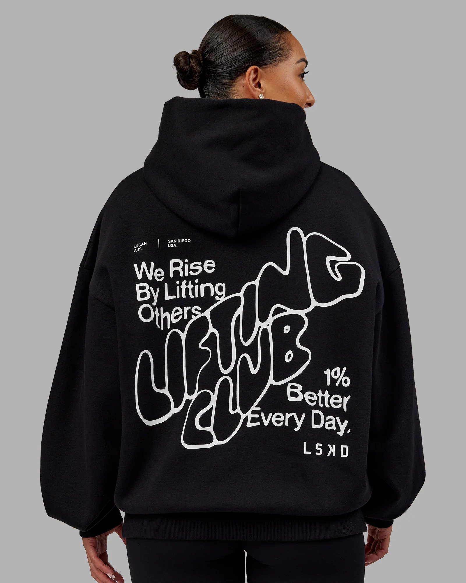 Rise & Lift Hoodie Oversized - Black-White - Image 2