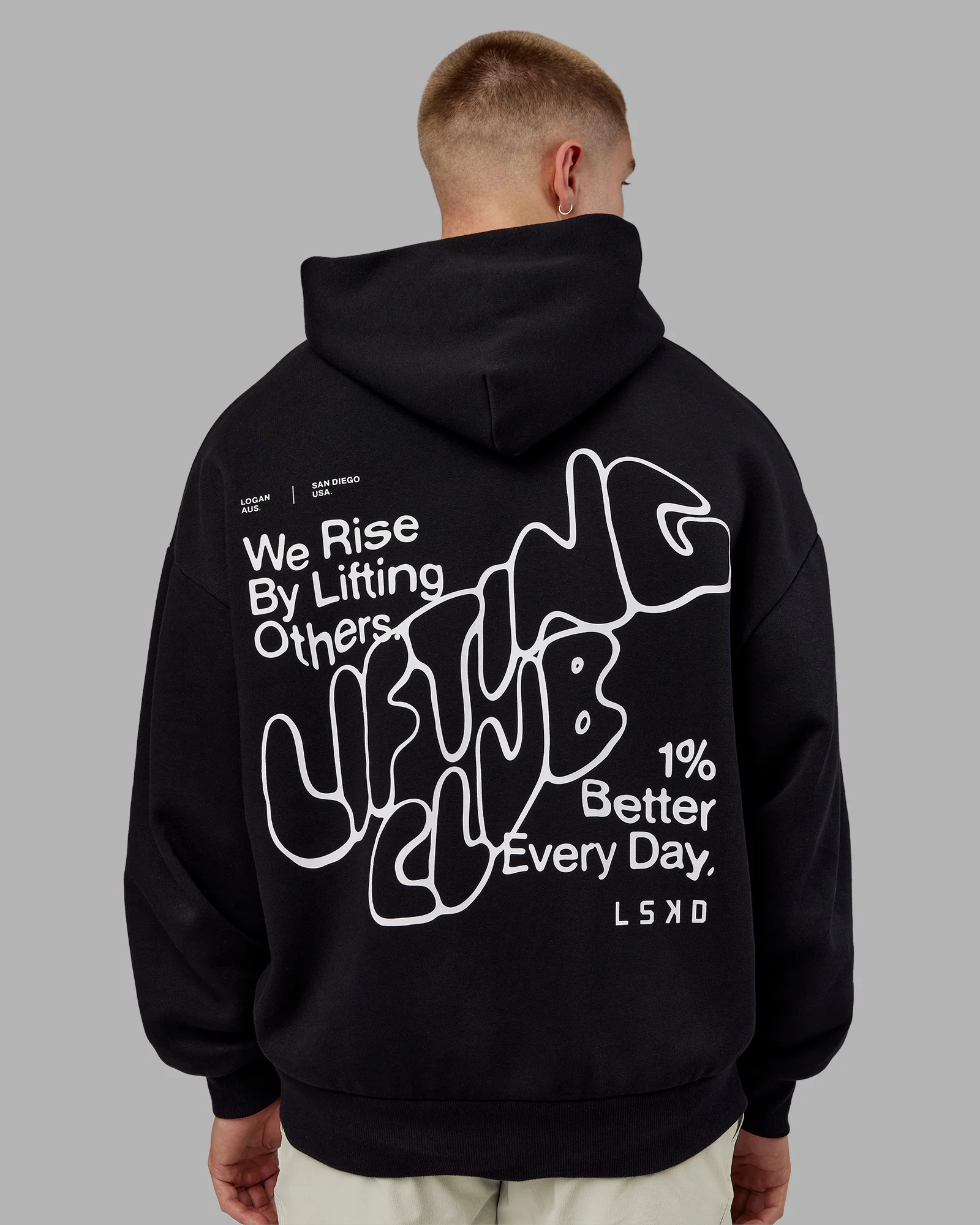 Rise & Lift Hoodie Oversized - Black-White - Image 9
