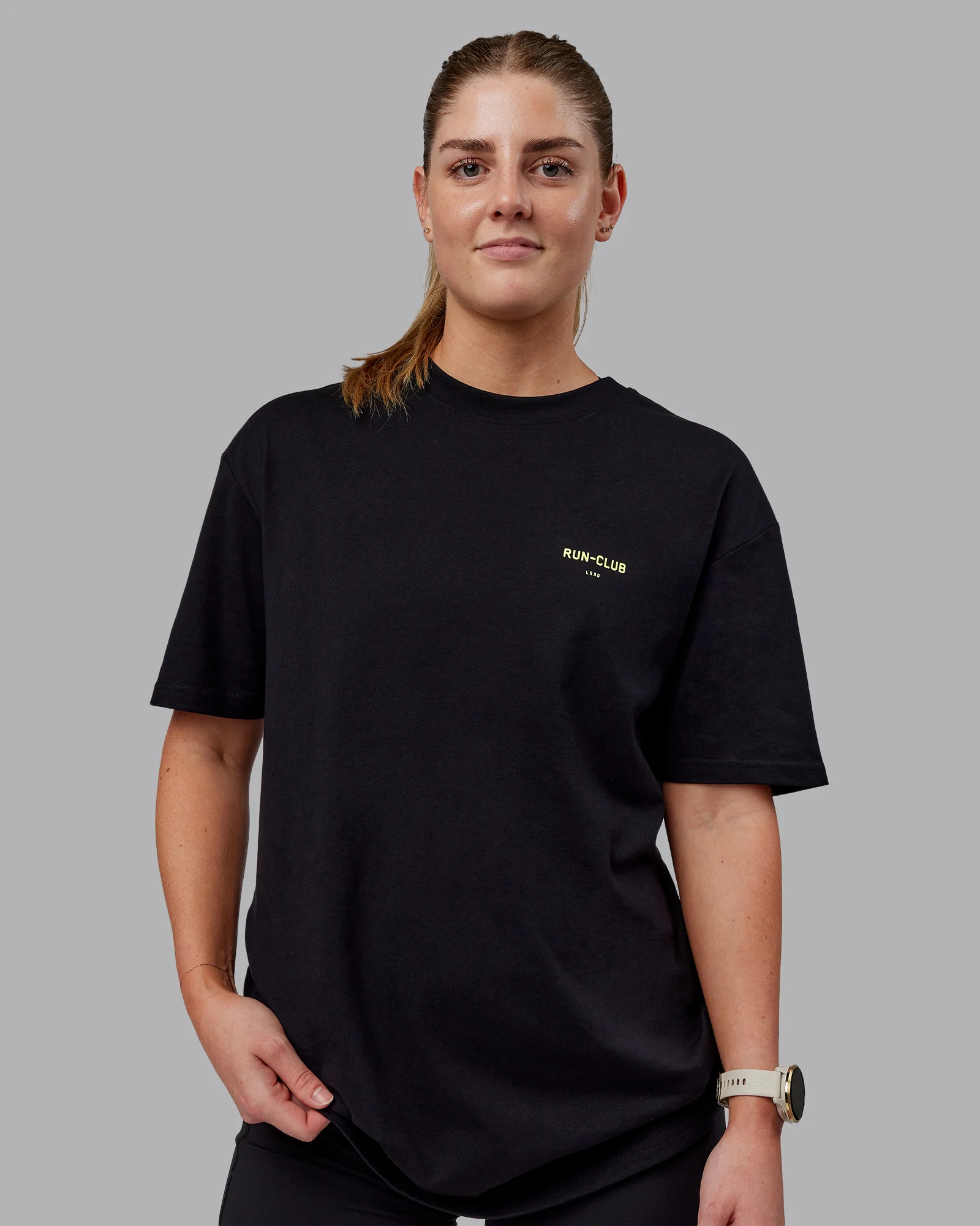 RUN CLUB FLXCotton Tee Oversize - Black-Volt - Image 2