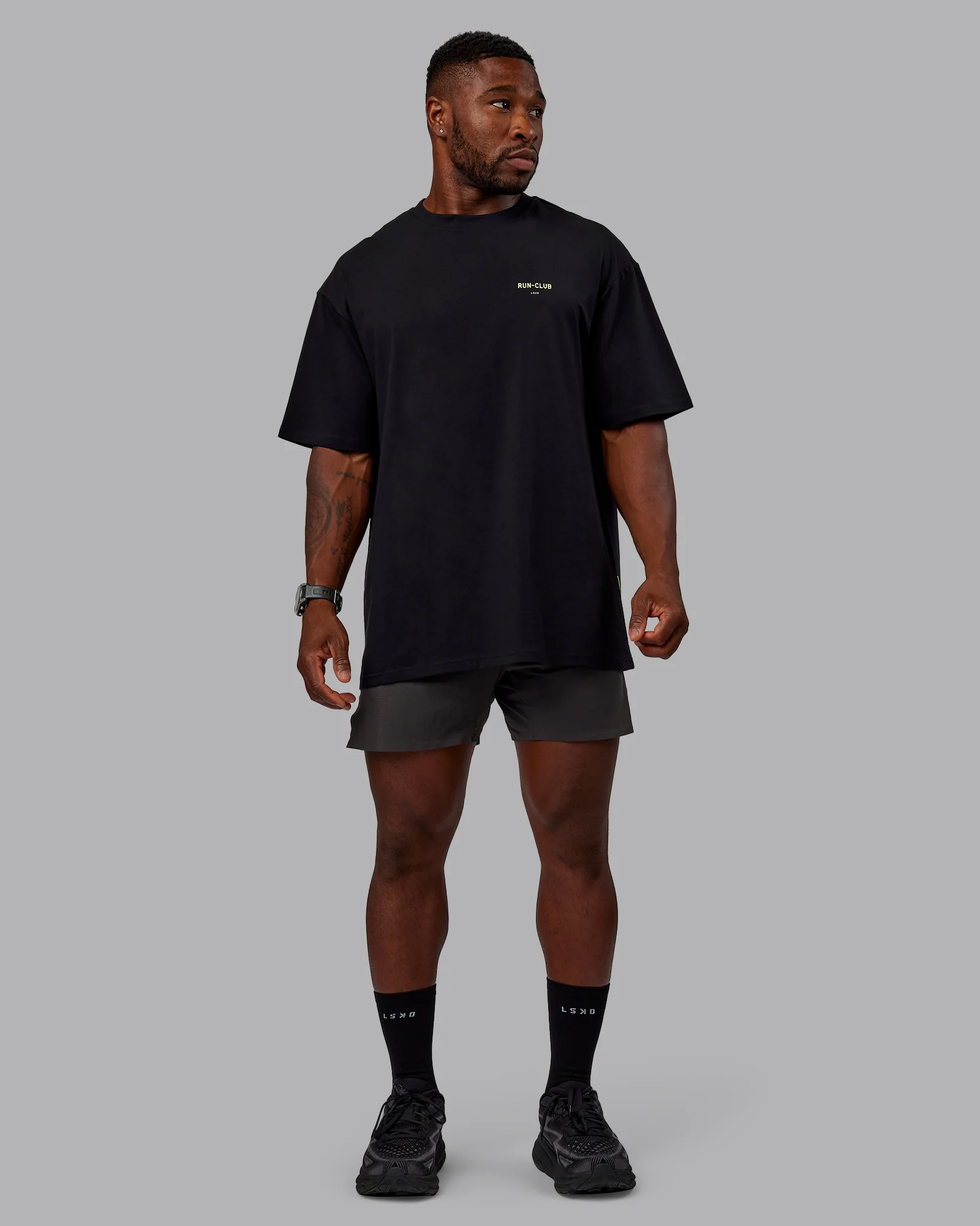 RUN CLUB FLXCotton Tee Oversize - Black-Volt - Image 9