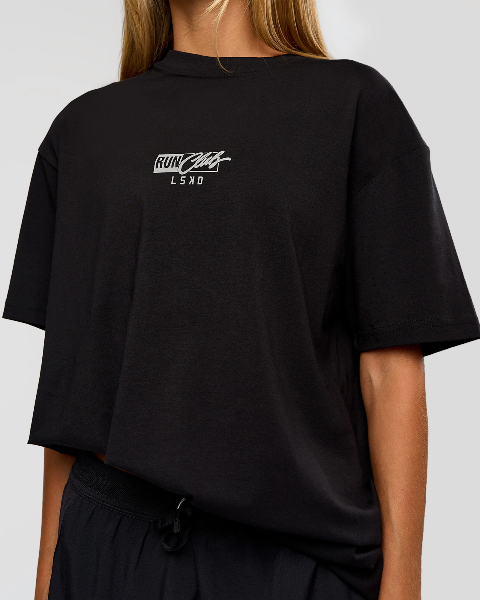 Run Club Script FLXCotton Oversized Tee - Black-Alloy - Image 10