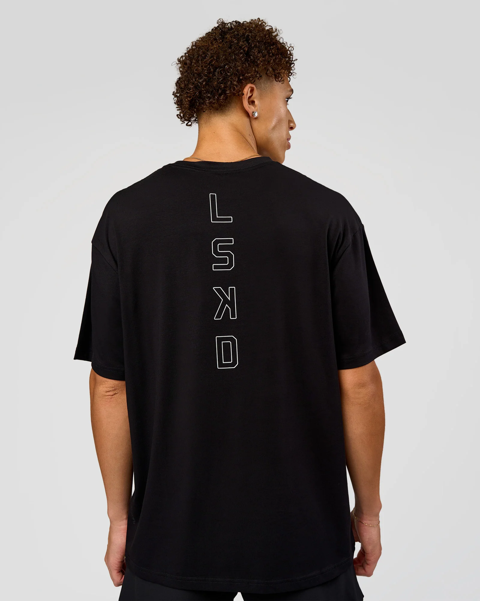 Run Club Script FLXCotton Oversized Tee - Black-Alloy - Image 3