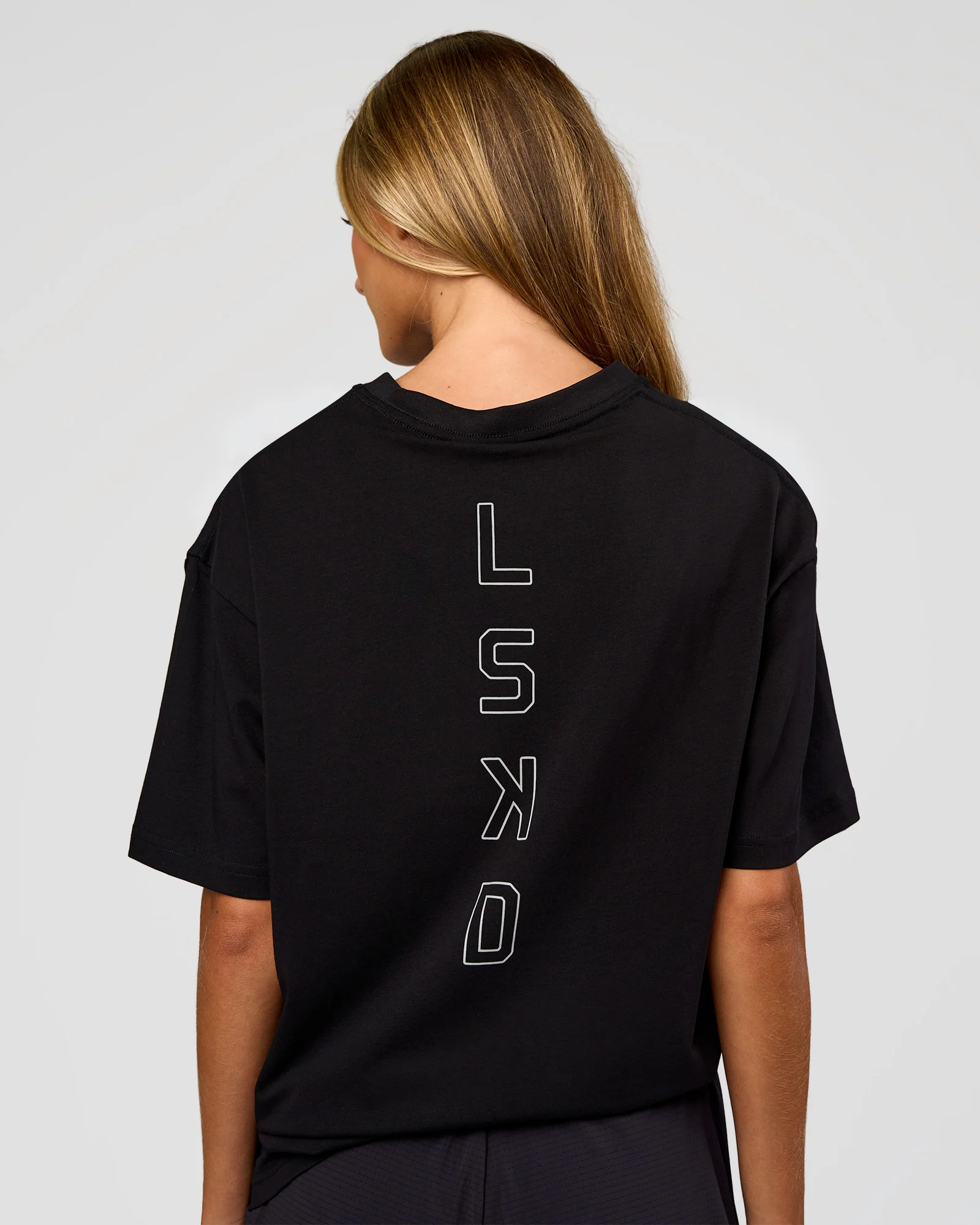Run Club Script FLXCotton Oversized Tee - Black-Alloy - Image 5