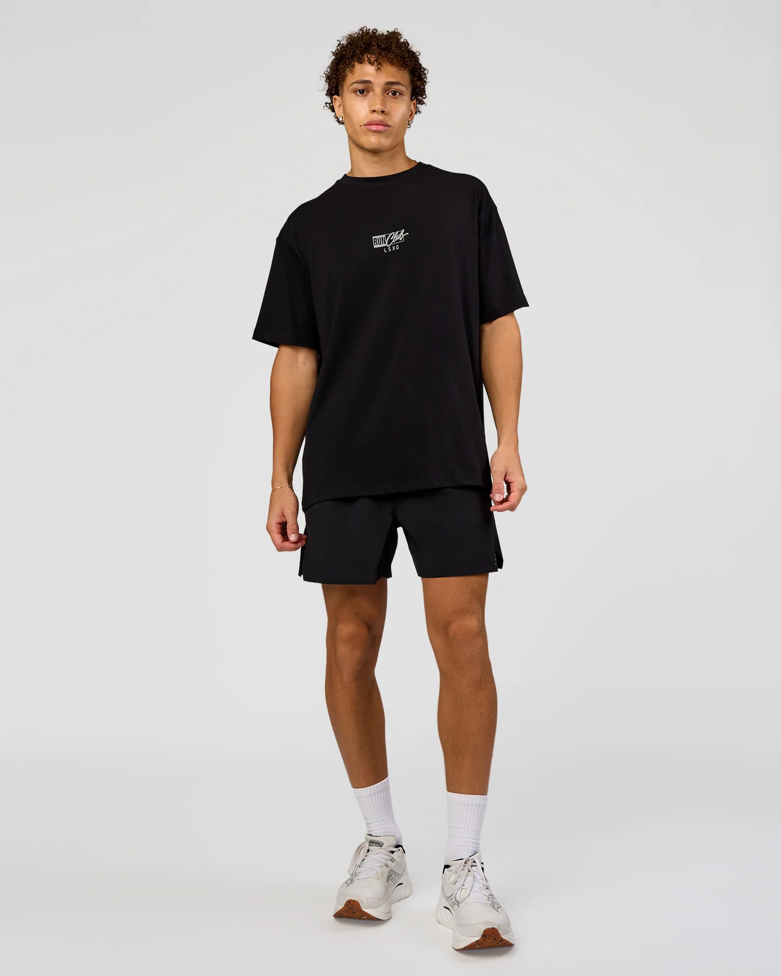 Run Club Script FLXCotton Oversized Tee - Black-Alloy - Image 6