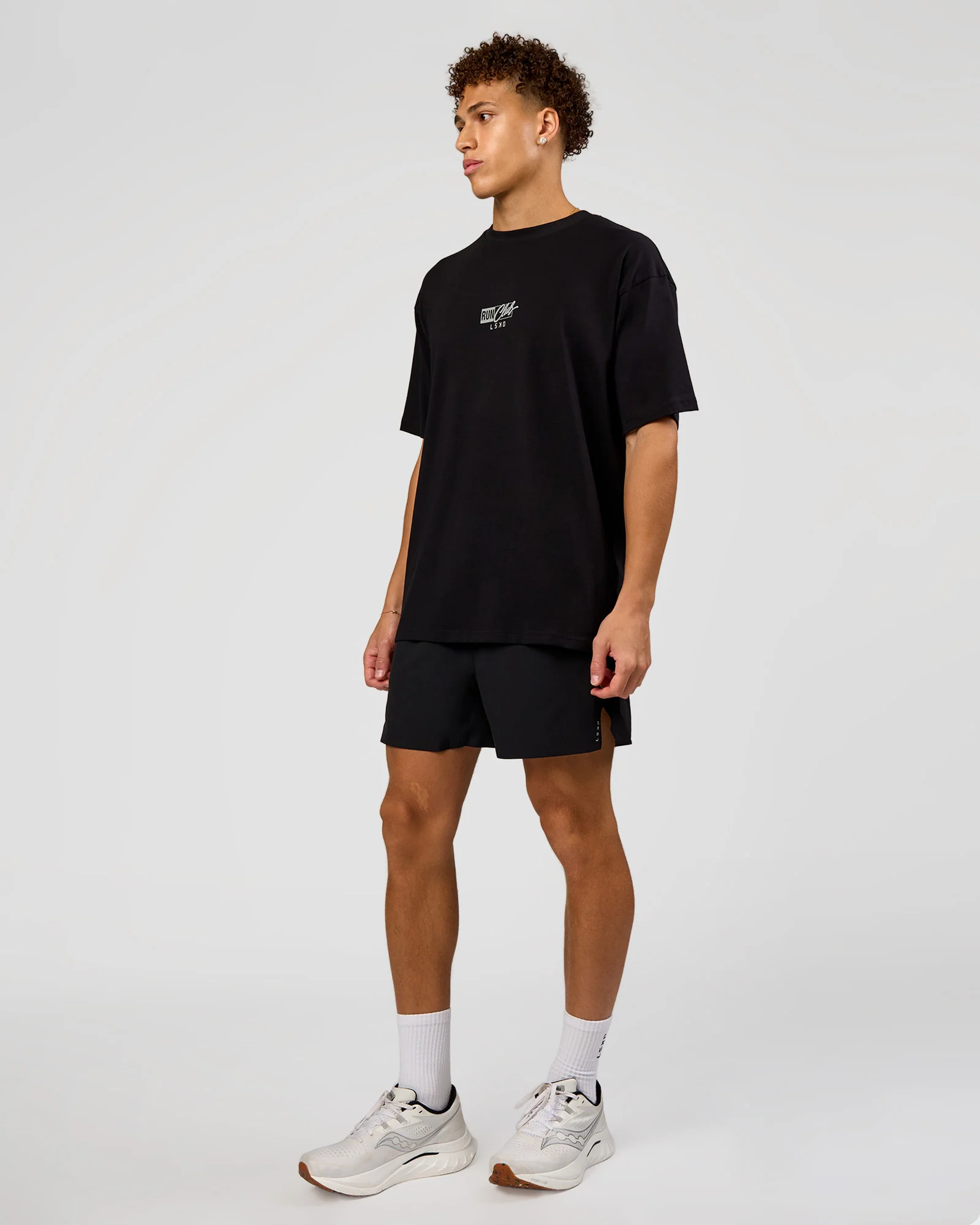 Run Club Script FLXCotton Oversized Tee - Black-Alloy - Image 9